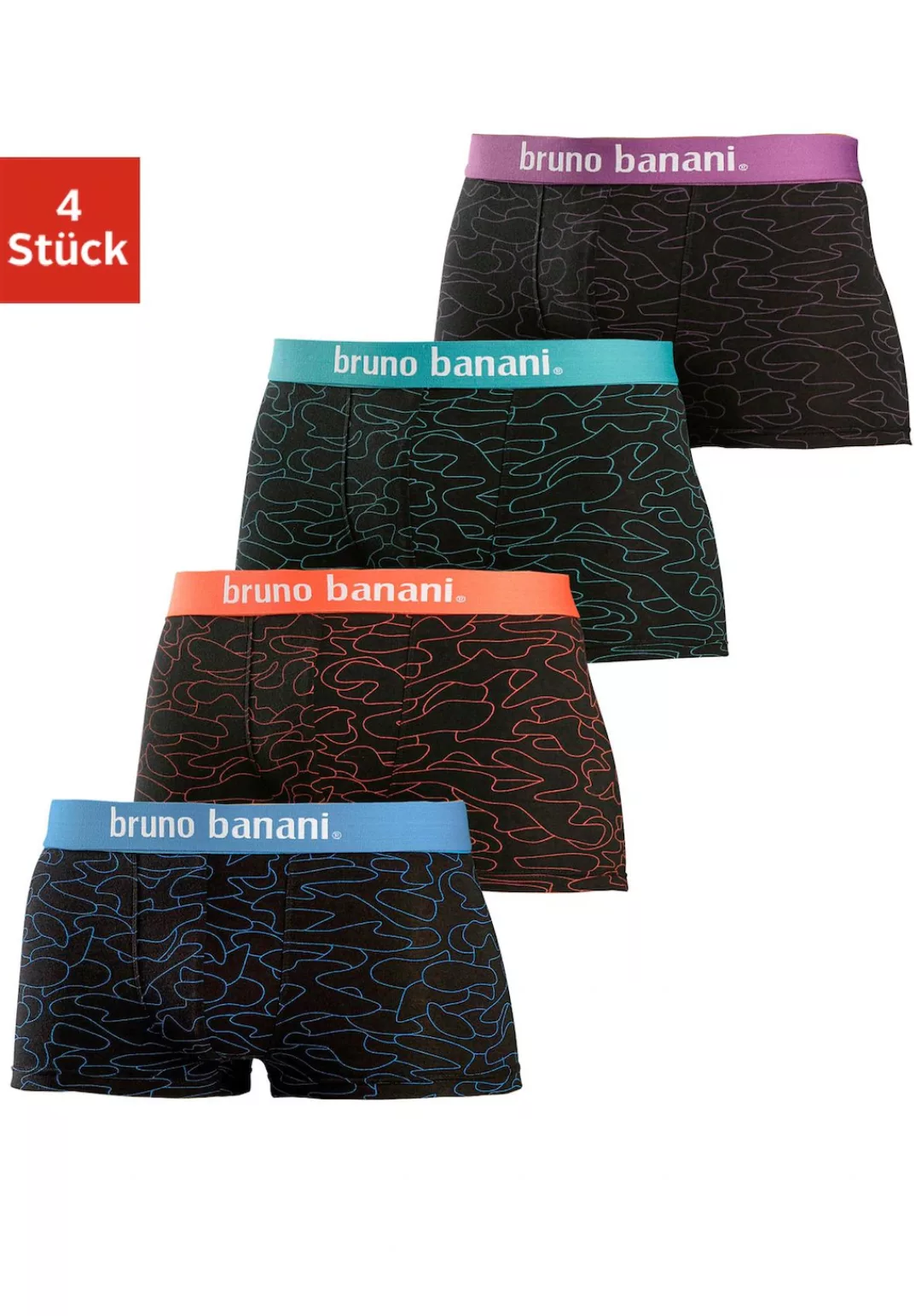 Bruno Banani Boxershorts, (Packung, 4 St.), in Hipster-Form uni oder gemust günstig online kaufen