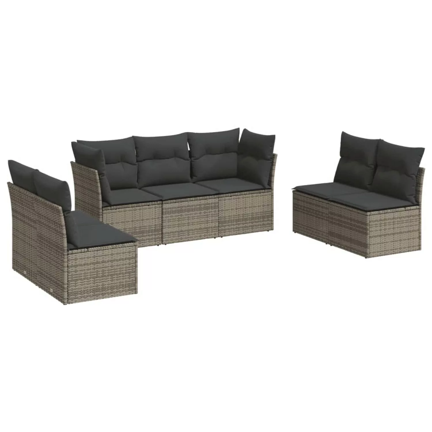 vidaXL 7-tlg Garten-Sofagarnitur mit Kissen Grau Poly Rattan Modell 15 günstig online kaufen