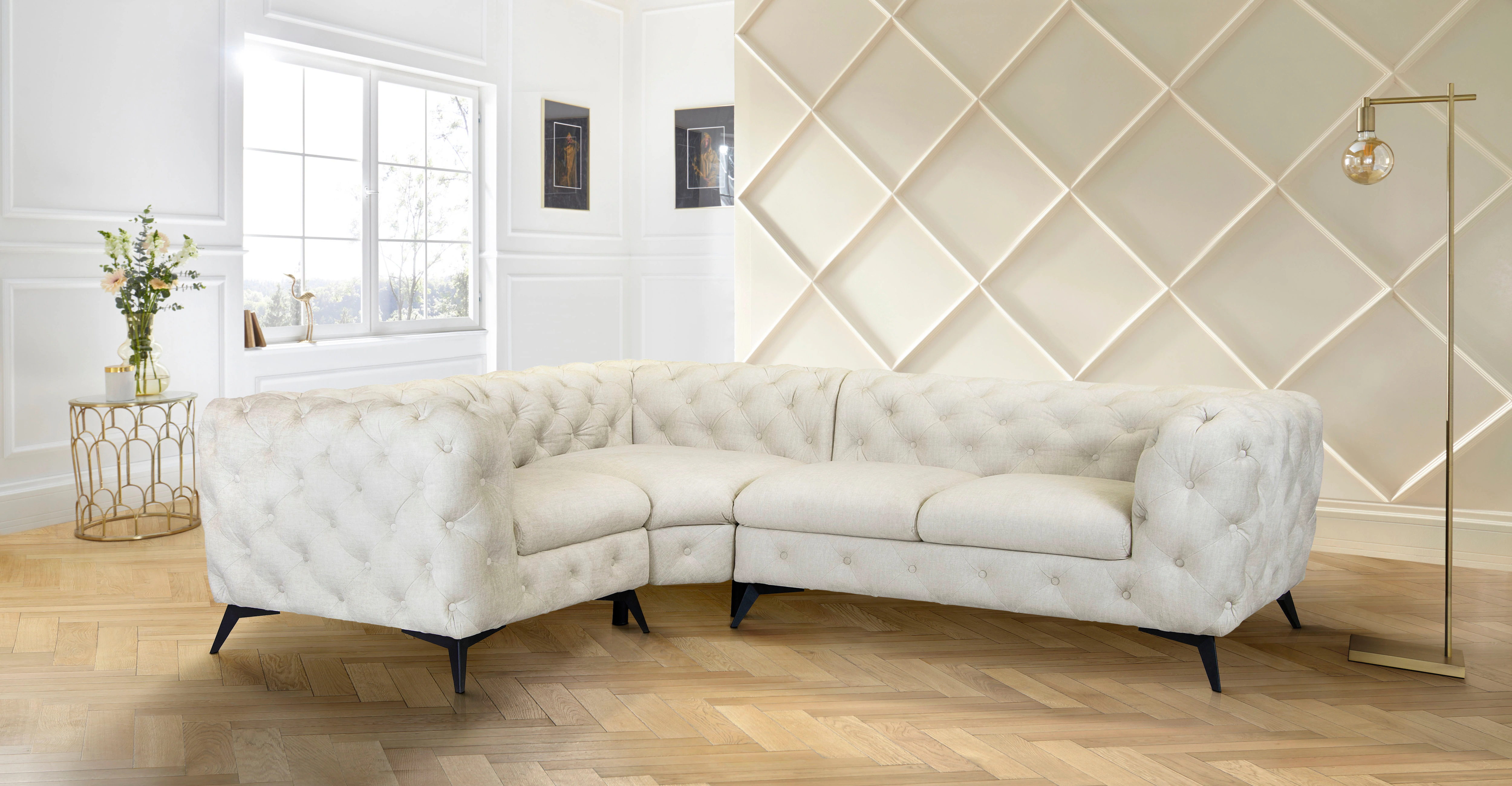 Leonique Chesterfield-Sofa »Glynis L-Form«, aufwändige Knopfheftung, modern günstig online kaufen