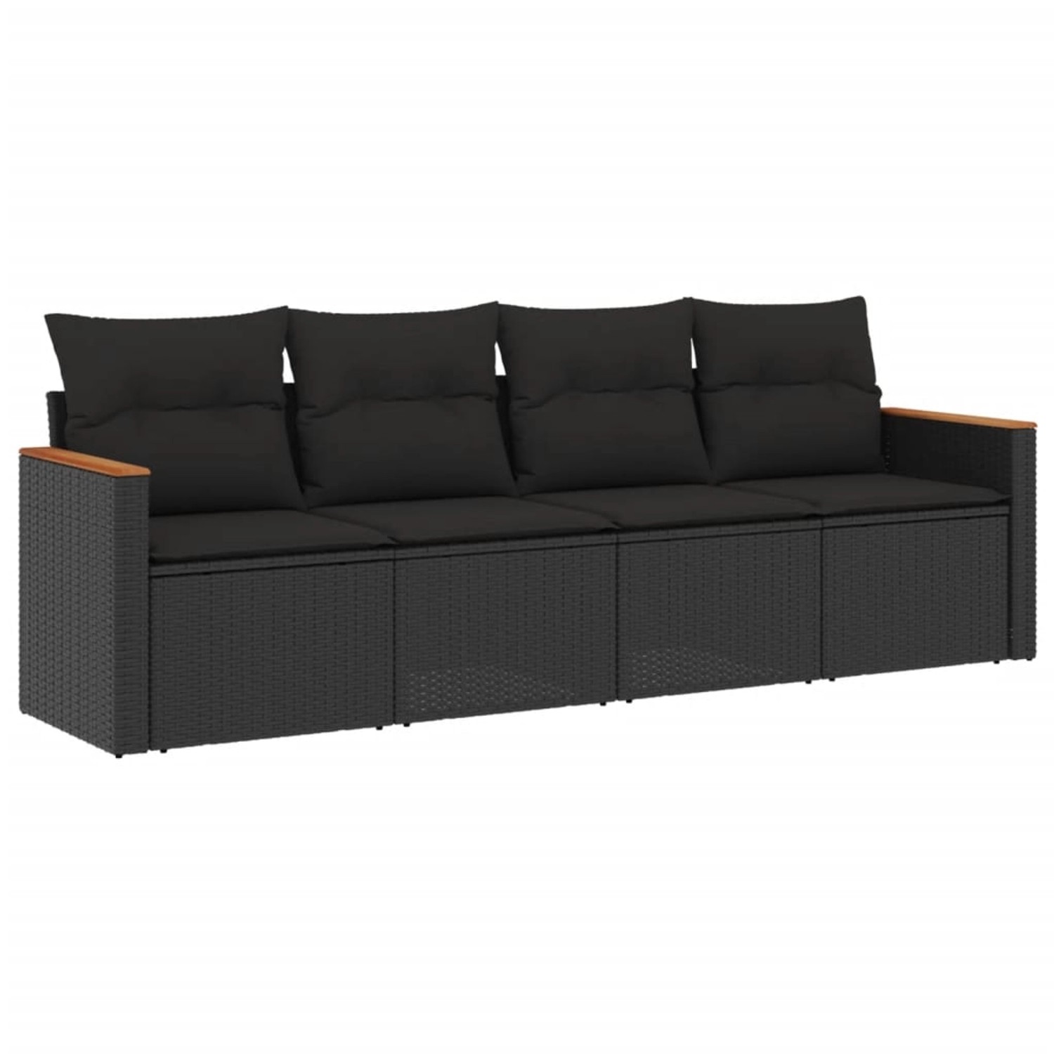 vidaXL 4-tlg Garten-Sofagarnitur mit Kissen Schwarz Poly Rattan Modell 66 günstig online kaufen