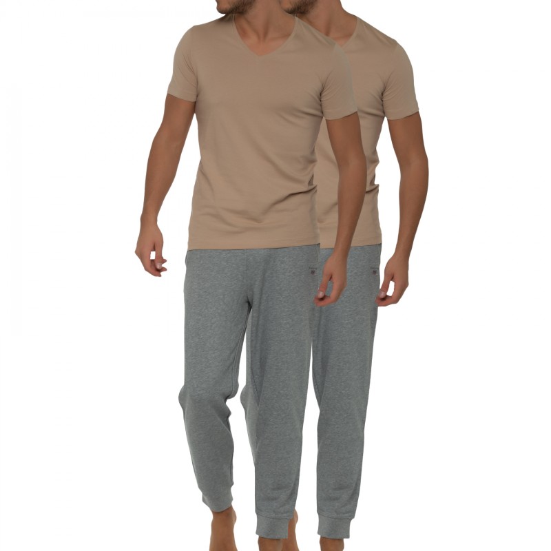 Ragman 2-er Set T-Shirts Nude mit V-Ausschnitt günstig online kaufen