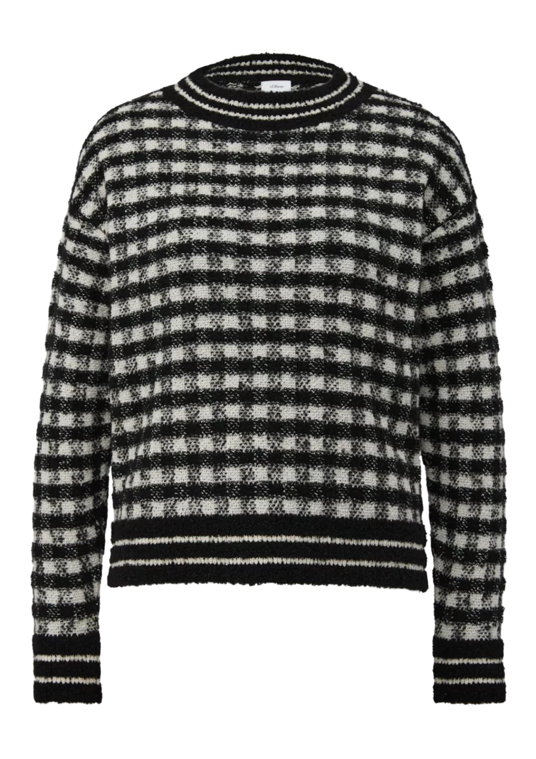 s.Oliver BLACK LABEL Stehkragenpullover, mit Karomuster günstig online kaufen