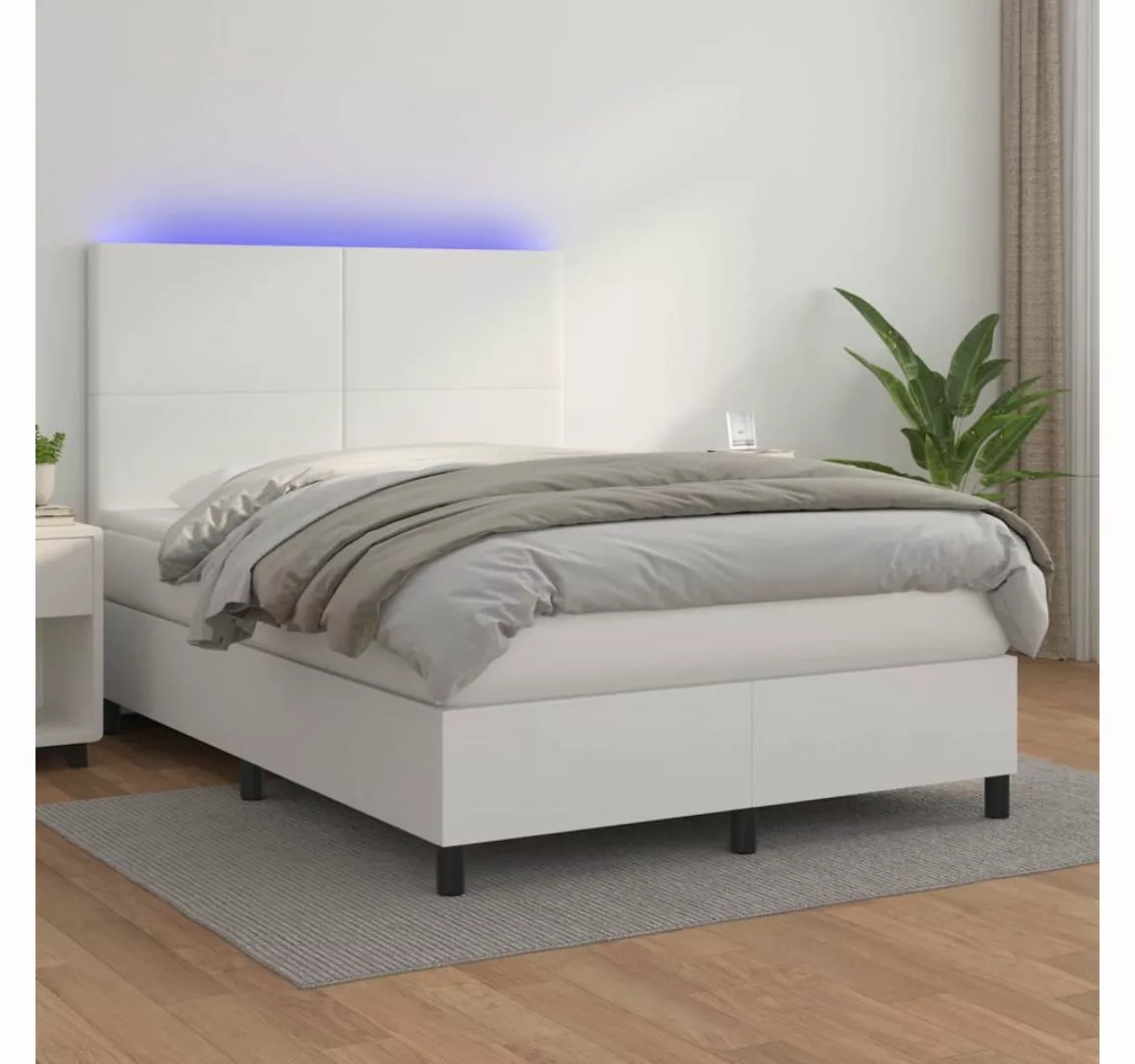 vidaXL Boxspringbett Boxspringbett mit Matratze & LED Kunstleder (140 x 190 günstig online kaufen