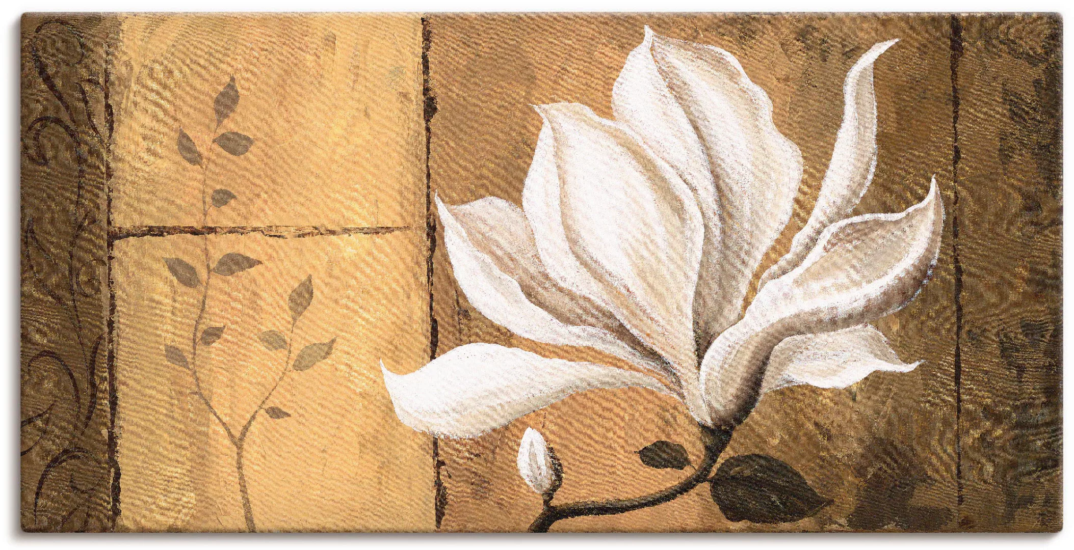 Artland Wandbild »Magnolie an Gold-Braun«, Blumen, (1 St.), als Leinwandbil günstig online kaufen