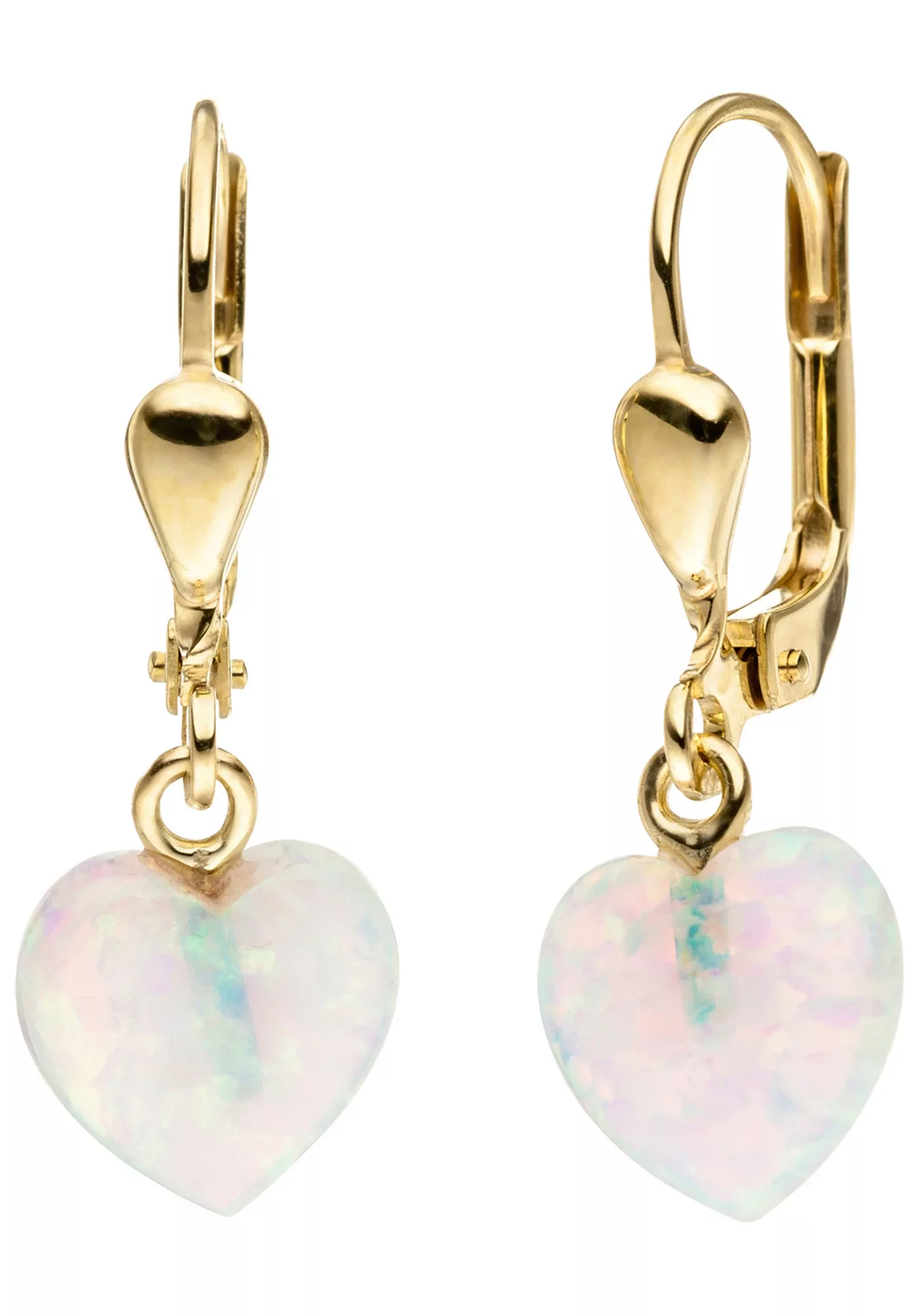 JOBO Paar Ohrhänger, Herz 333 Gold mit synthetischen Opalen günstig online kaufen
