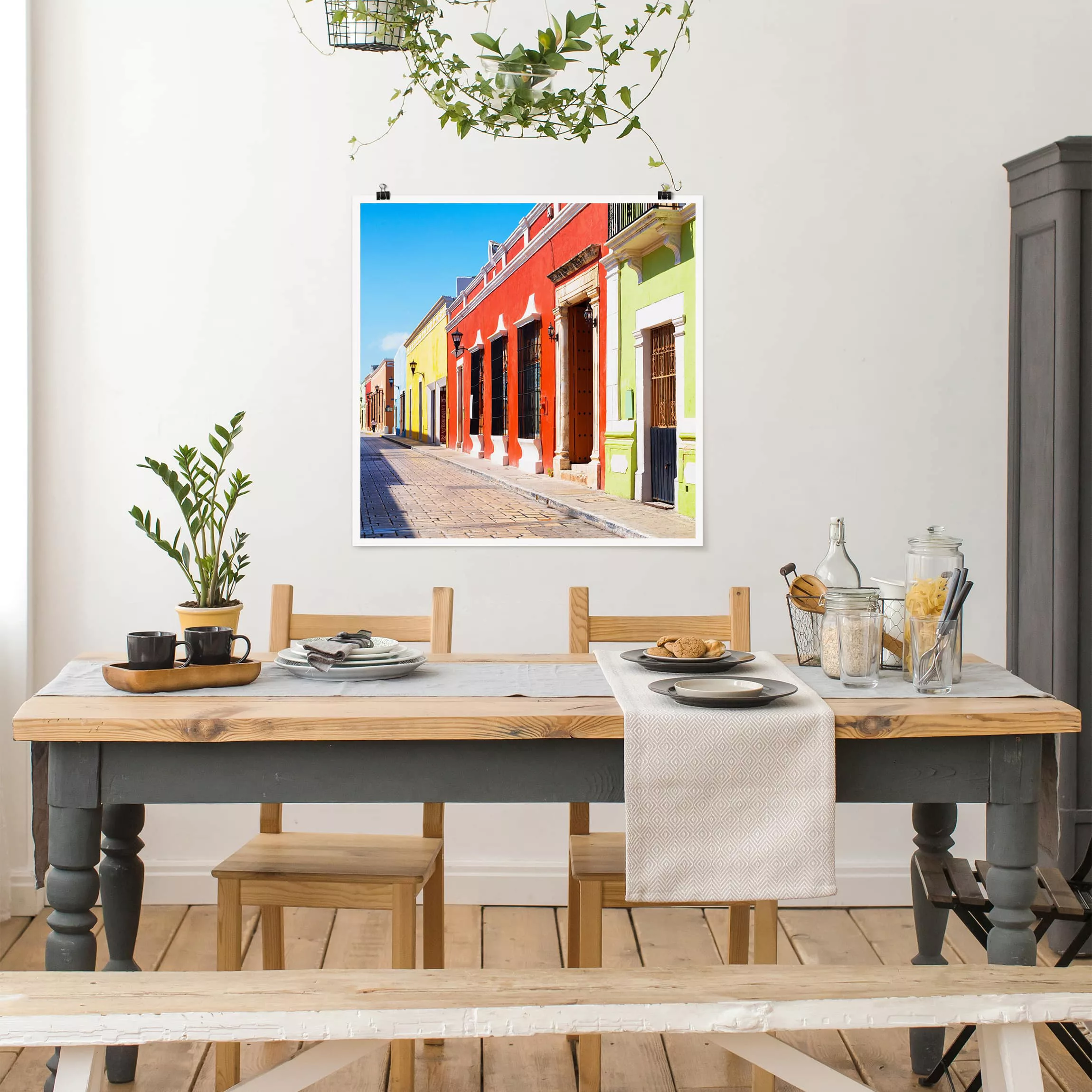 Poster Architektur & Skyline - Quadrat Farbige Häuserfronten günstig online kaufen