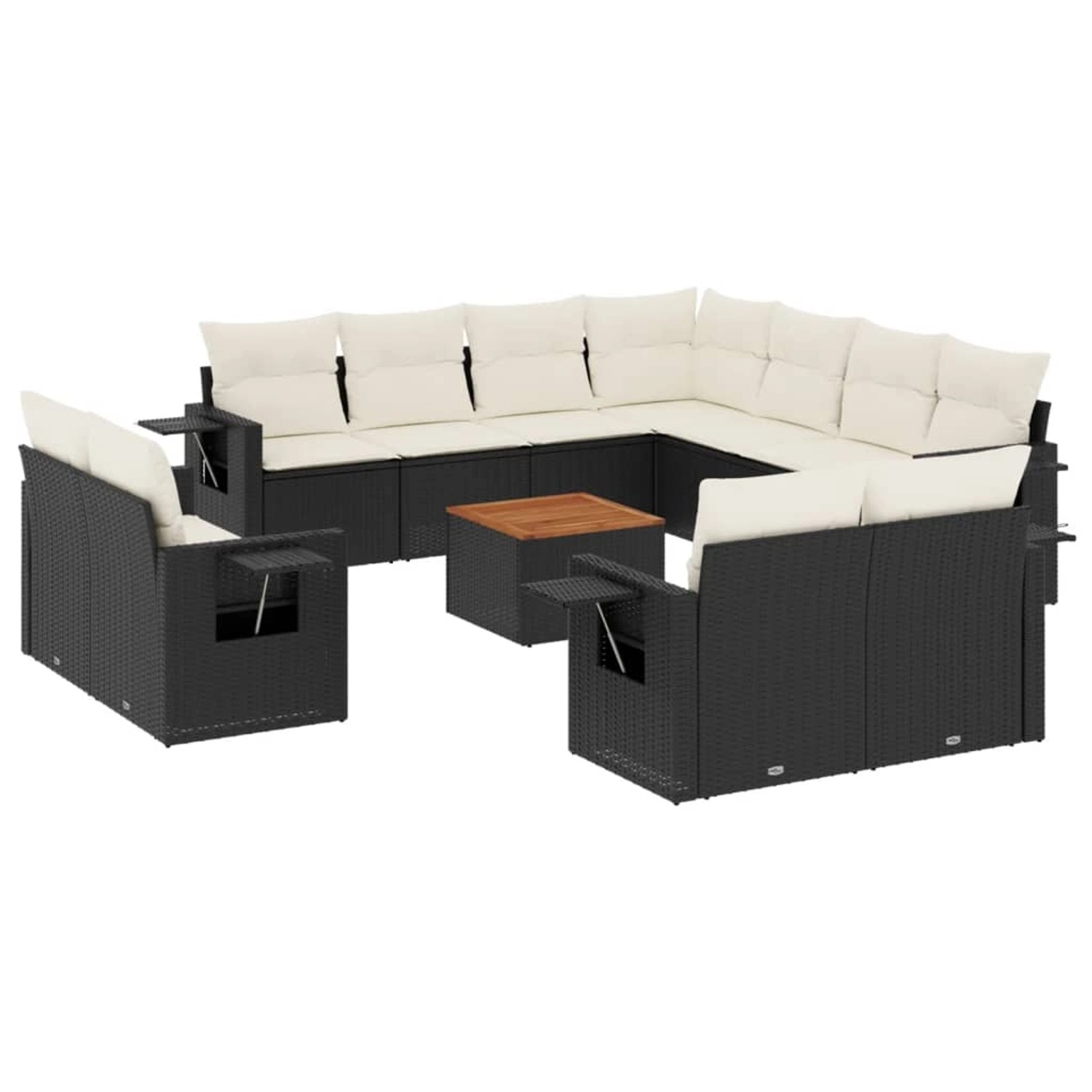 vidaXL 12-Tlg Garten-Sofagarnitur mit Kissen Schwarz Poly Rattan 3257155 günstig online kaufen