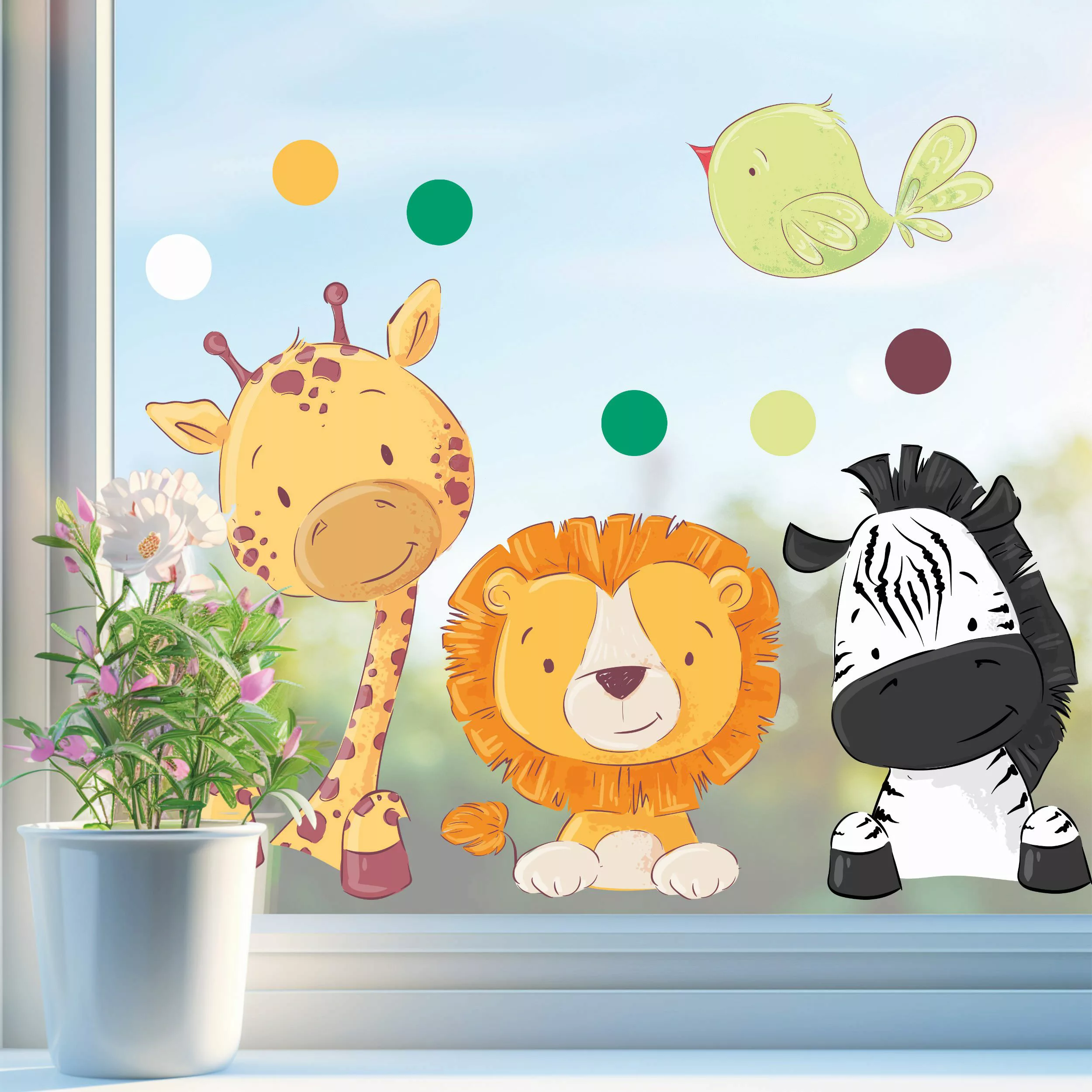Sunnywall Fensterdekoration wiederverwendbares Fensterbild Tiere Giraffe günstig online kaufen