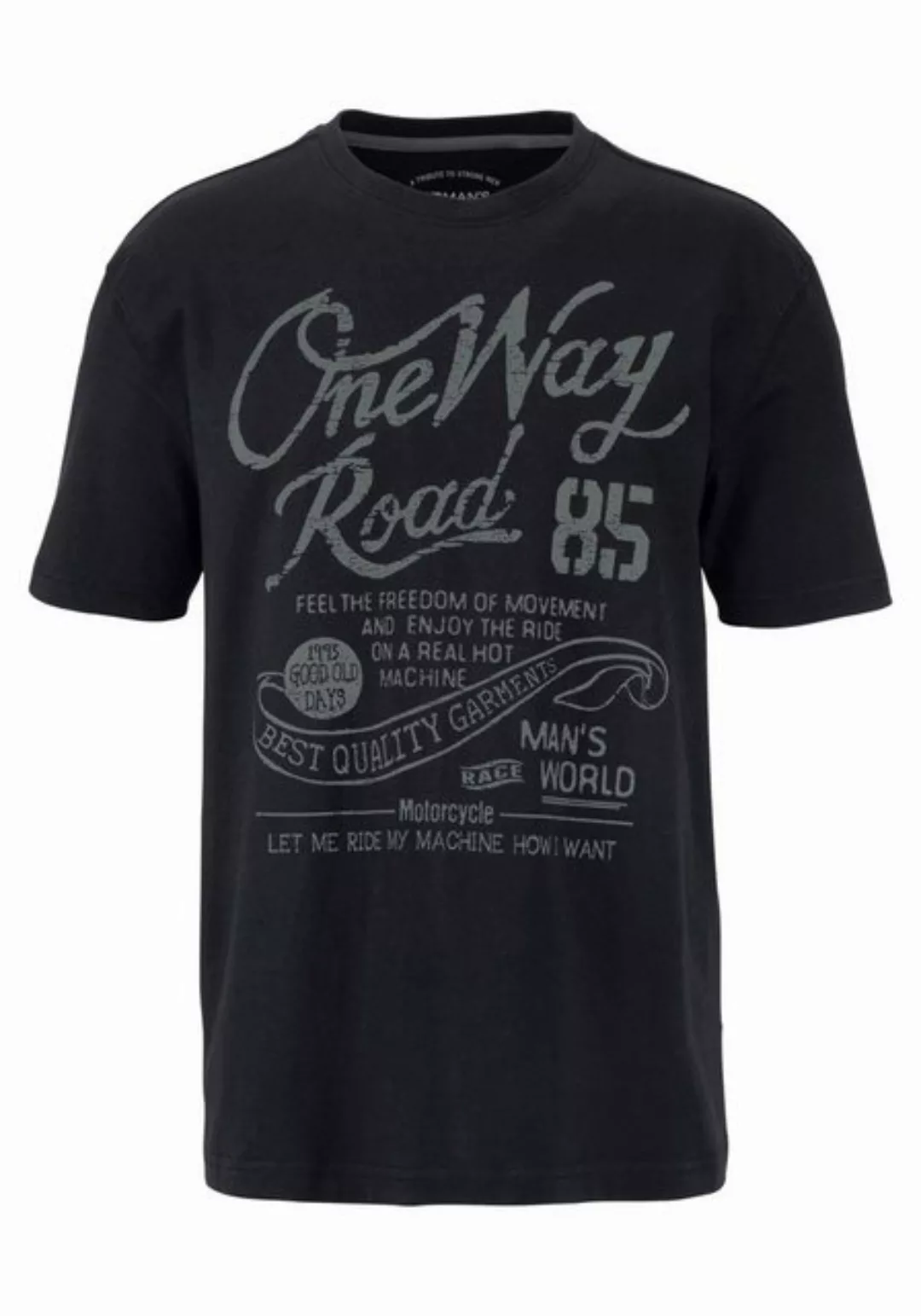 Man's World T-Shirt Kurzarm, Regular Fit, mit Print, Rundhals, im Used-Look günstig online kaufen