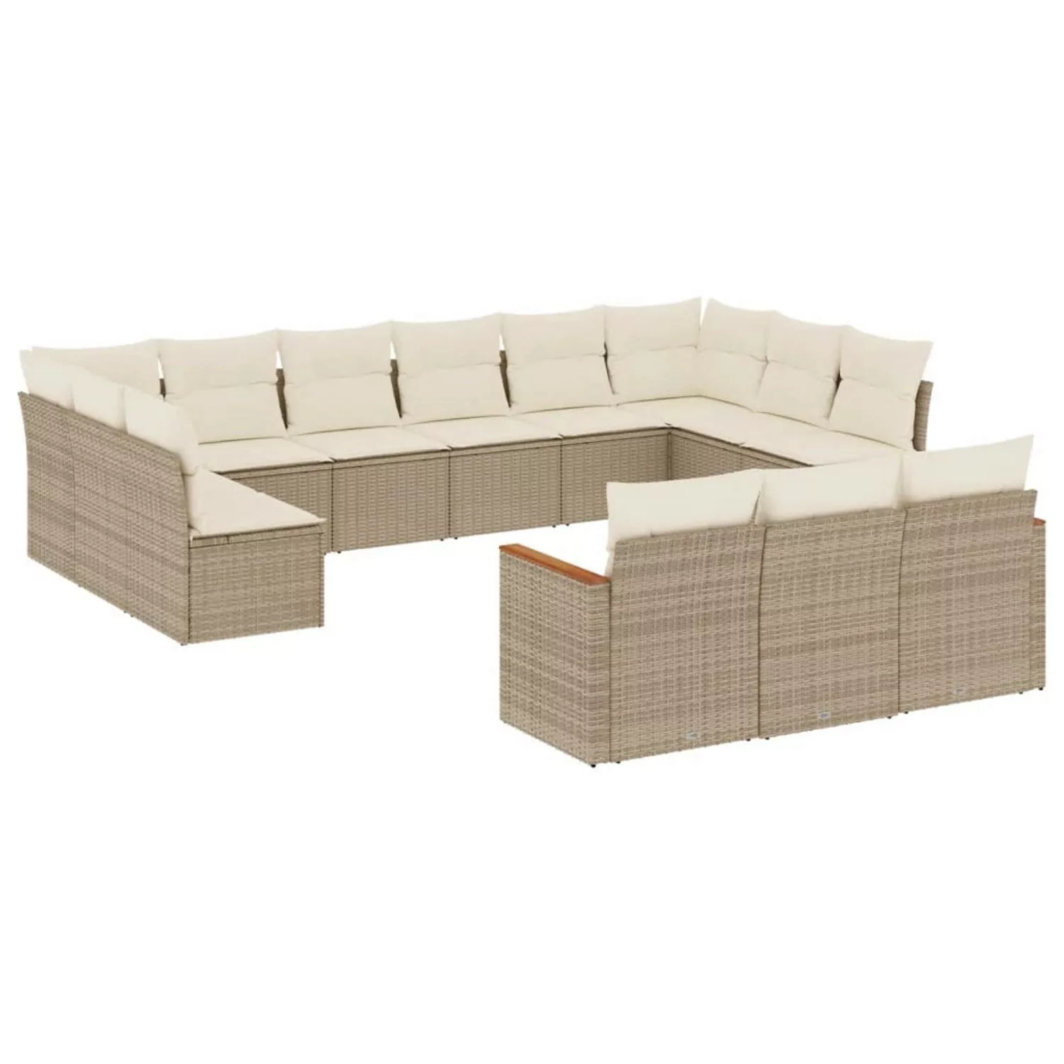 vidaXL 13-tlg Garten-Sofagarnitur mit Kissen Beige Poly Rattan Modell 65 günstig online kaufen