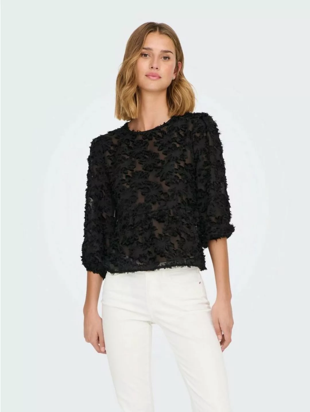 JACQUELINE de YONG Blusenshirt Elegante 3/4 ASrm Bluse Mesh Blumen Shirt JD günstig online kaufen