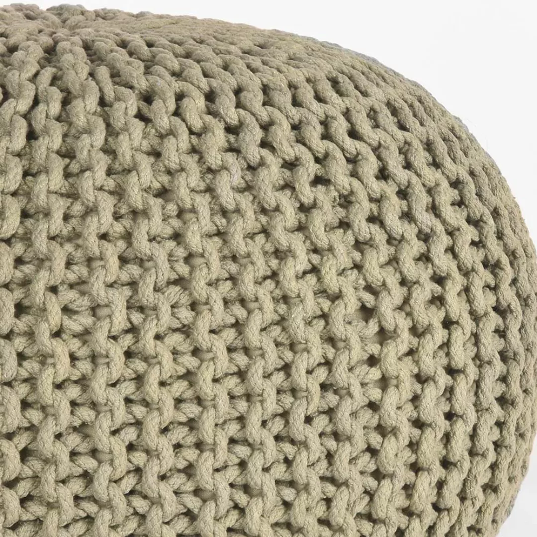 Pouf Hocker in Khaki Strickstoff günstig online kaufen