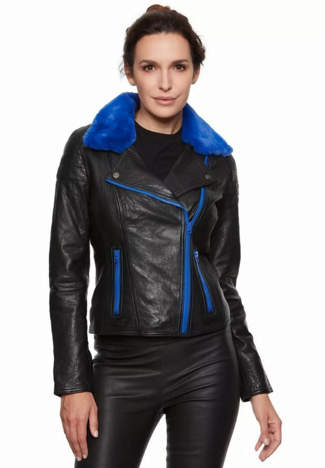 Jilani Lederjacke Alla Jilani - Damen Echtleder Lederjacke Lammnappa schwar günstig online kaufen