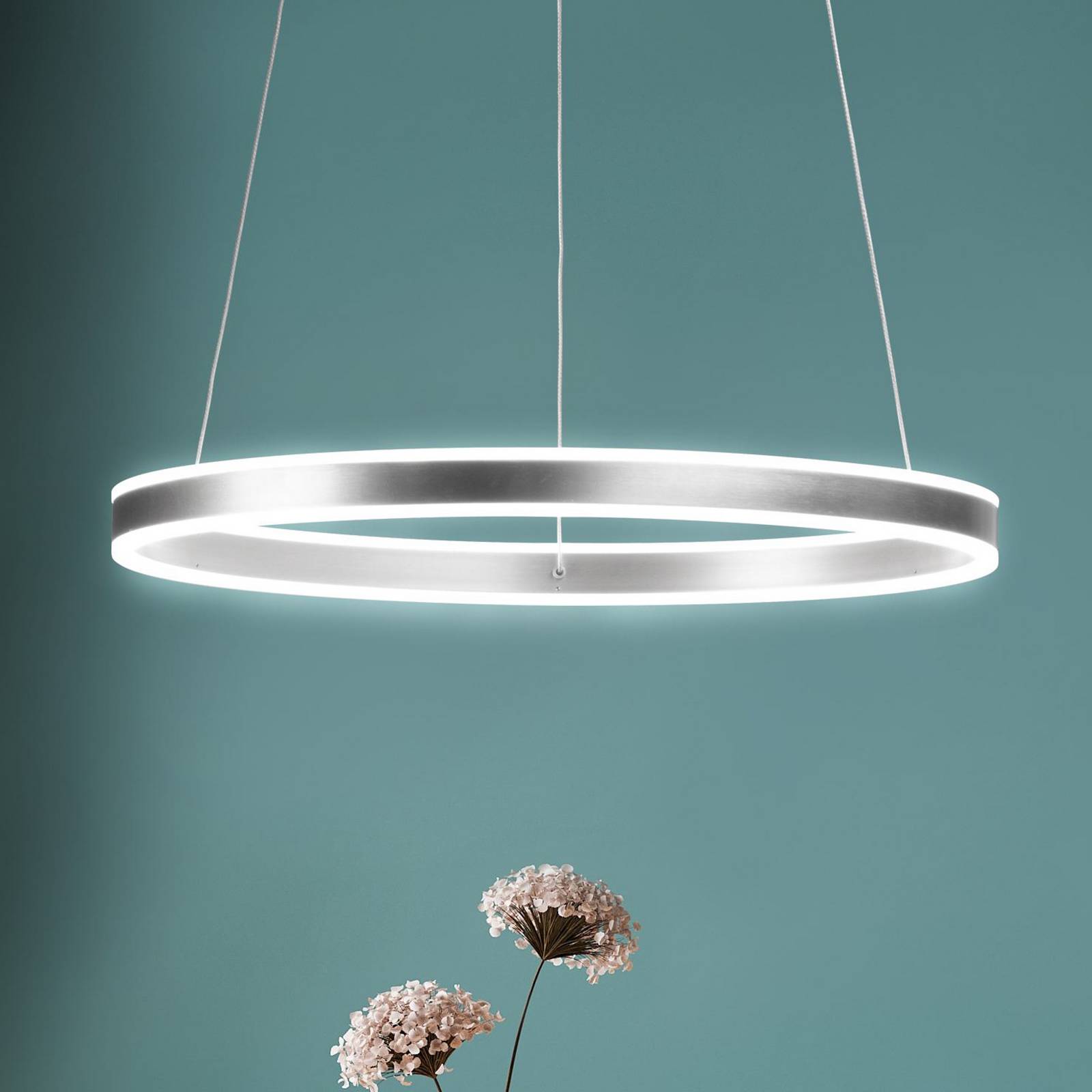 LED-Hängeleuchte Sirko, Ø 60 cm, nickelfarben, Metall, CCT günstig online kaufen