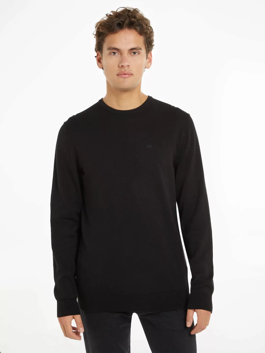 Calvin Klein Rundhalspullover COTTON SILK BLEND CN SWEATER mit Logoprägung günstig online kaufen