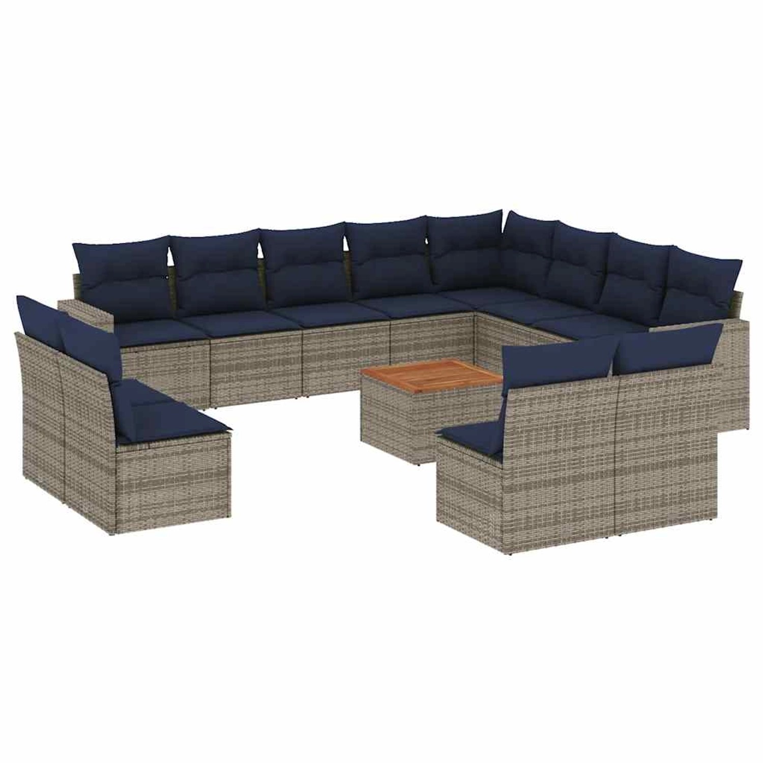 vidaXL 13-Tlg Garten-Sofagarnitur mit Kissen Grau Poly Rattan 3256705 günstig online kaufen