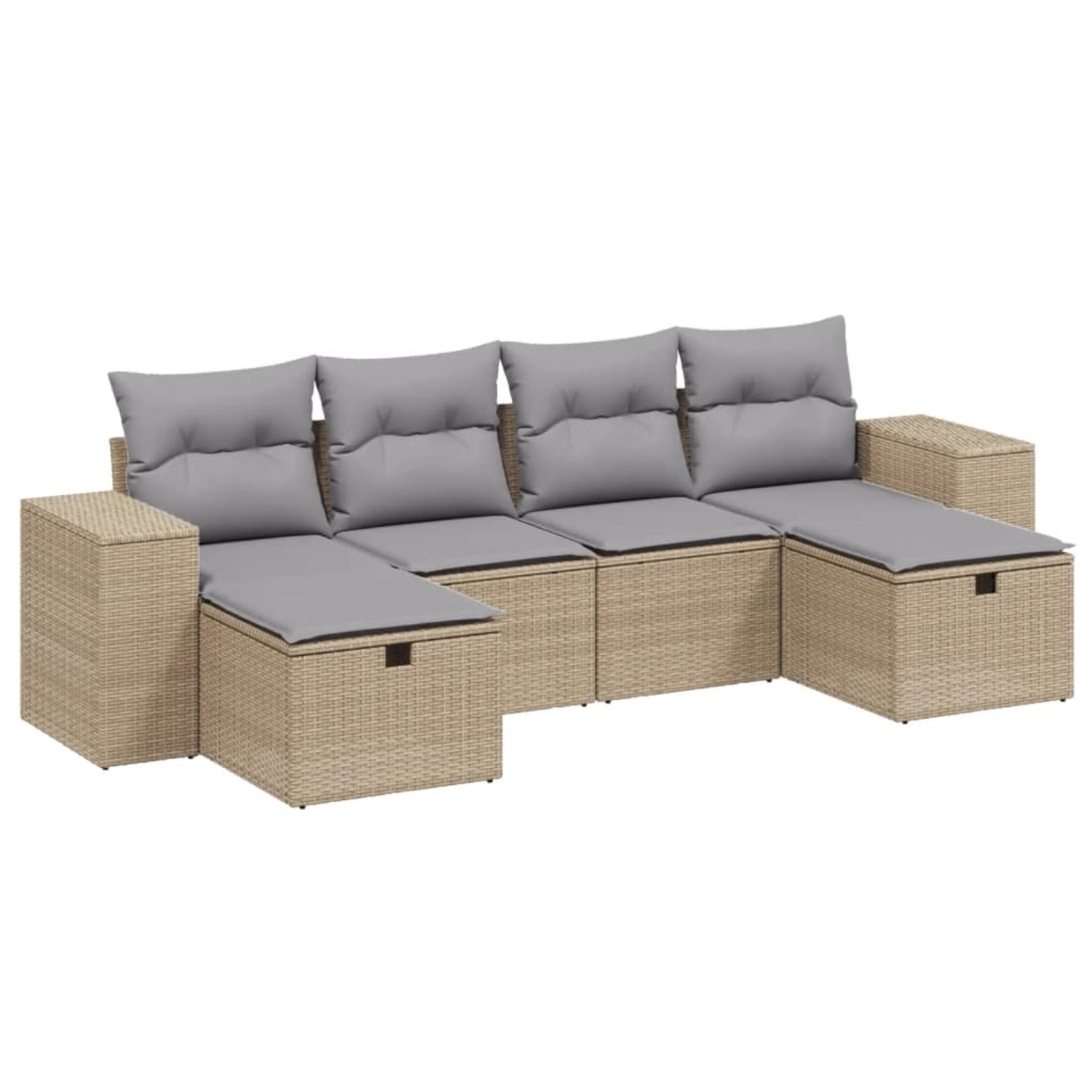 vidaXL 6-tlg Garten-Sofagarnitur mit Kissen Beige Poly Rattan Modell 224 günstig online kaufen