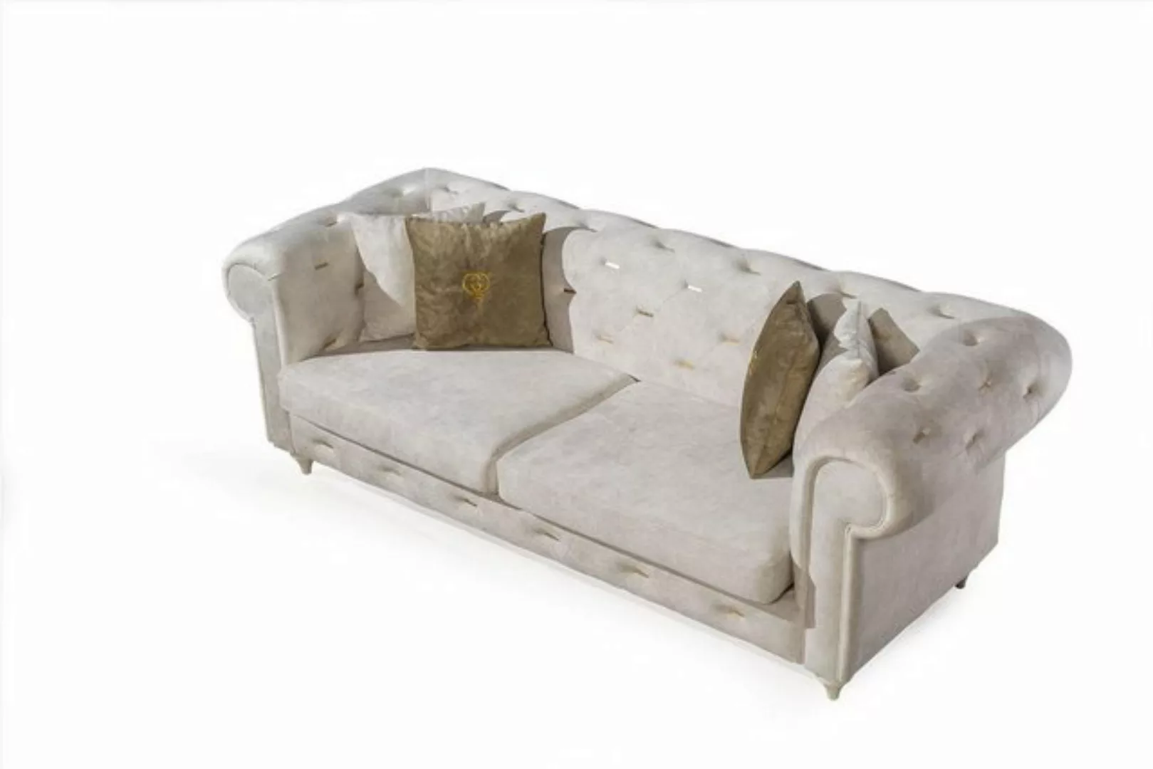 JVmoebel 2-Sitzer Weißer 2-Sitzer Designer Chesterfield Sofa Luxus Wohnzimm günstig online kaufen