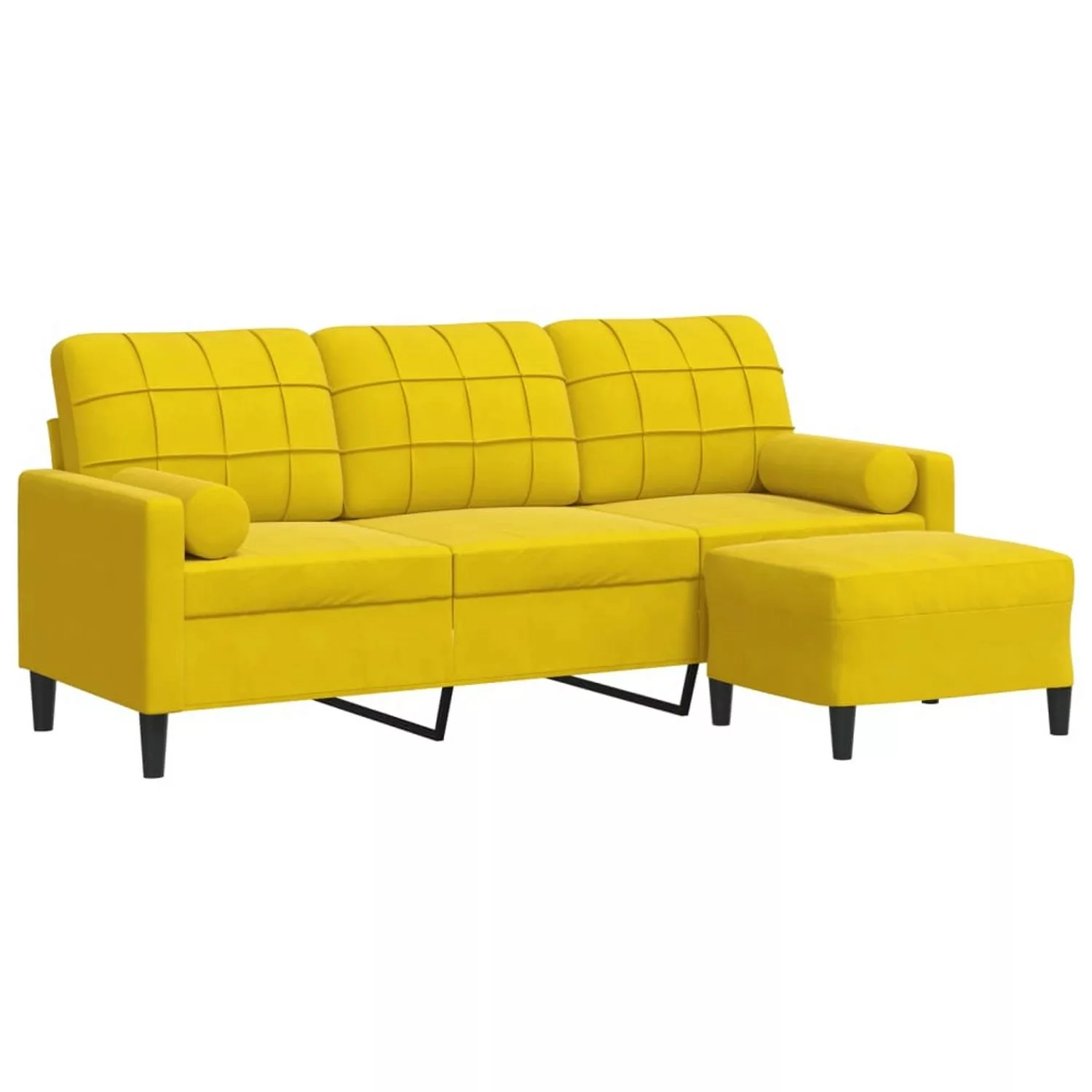 vidaXL 3-Sitzer-Sofa mit Hocker Gelb 180 cm Samt 2145357 günstig online kaufen