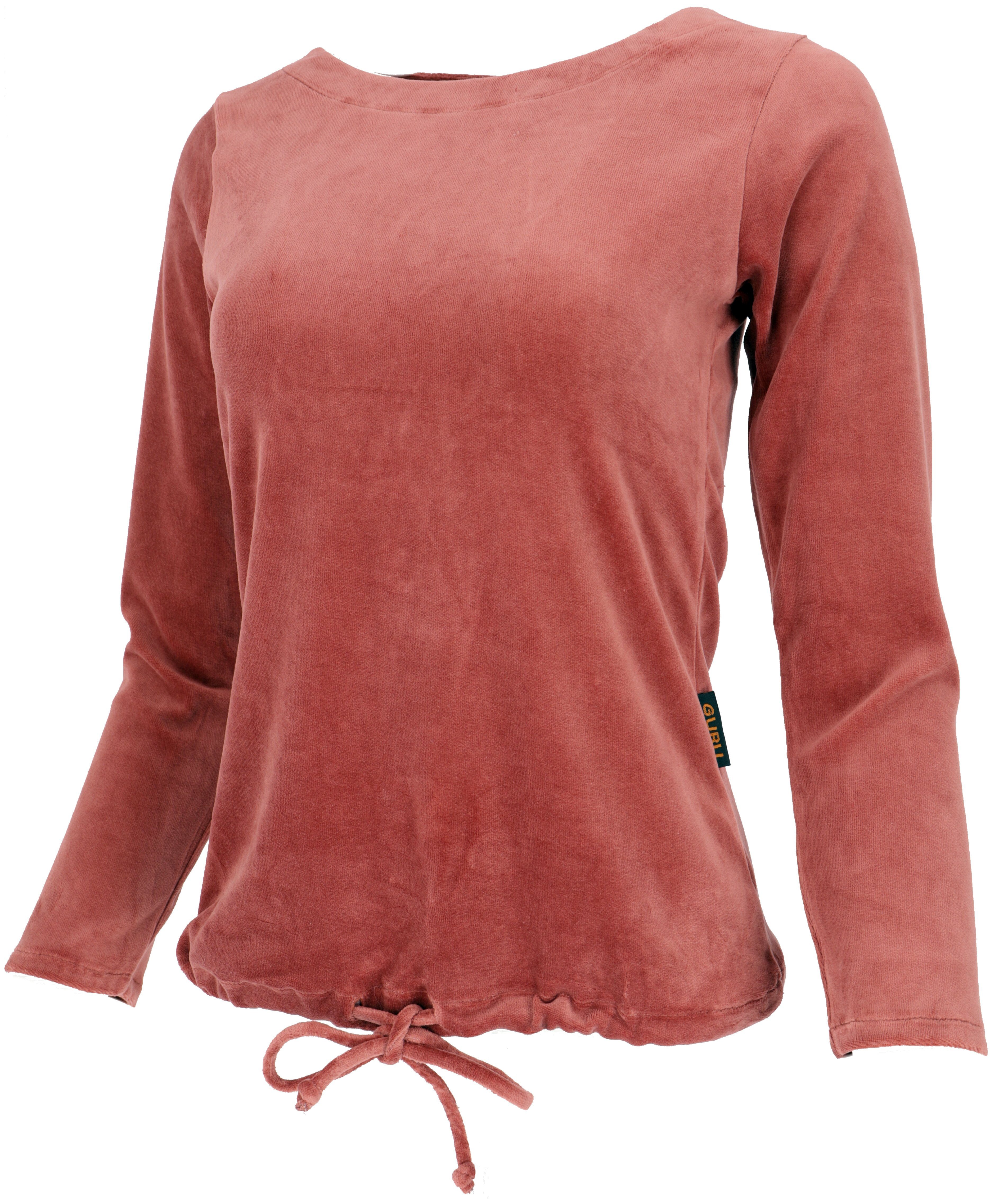 Guru-Shop Longsleeve Nicki-Pullover, weiches Samtshirt, Langarmshirt.. günstig online kaufen