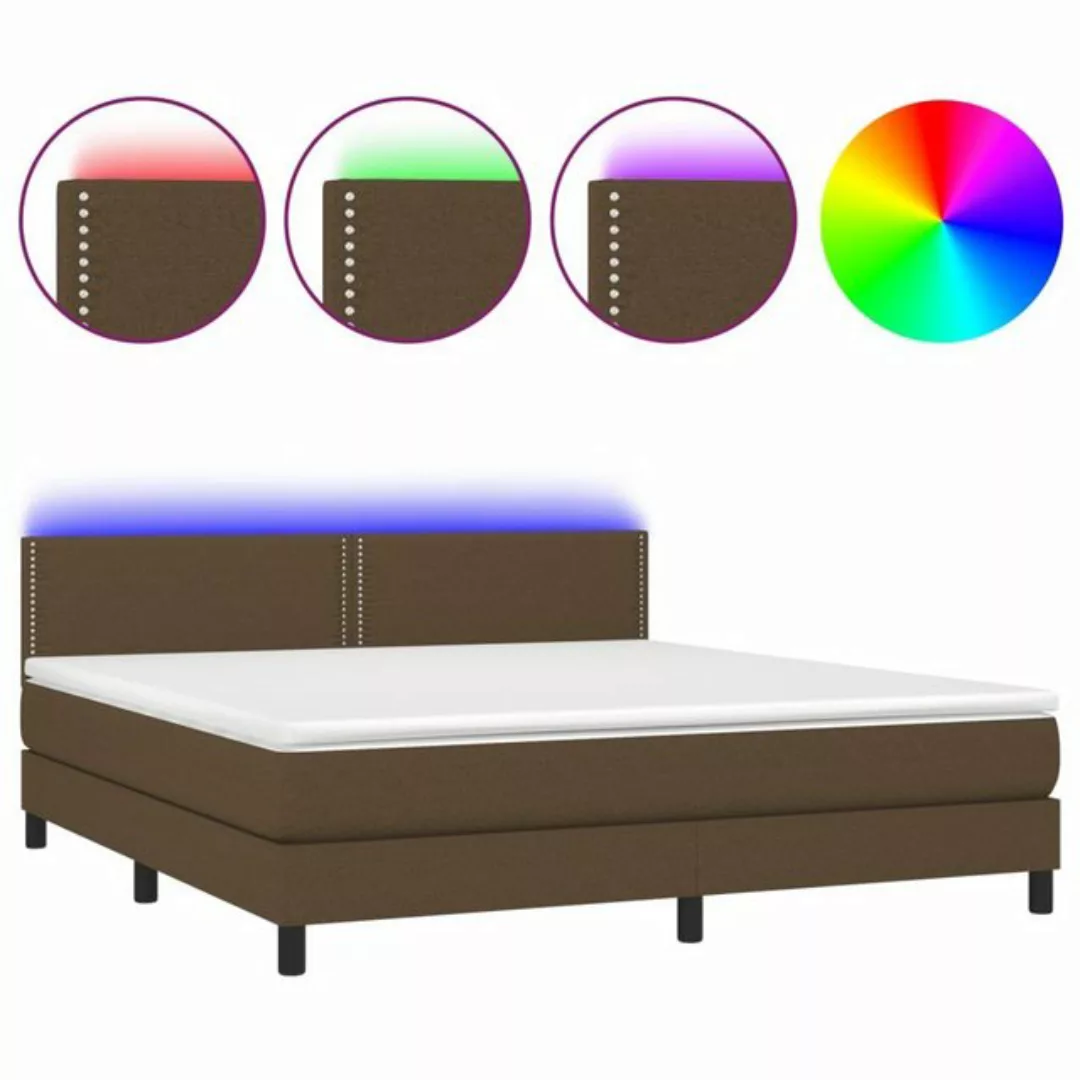 vidaXL Bettgestell Boxspringbett mit Matratze LED Dunkelbraun 180x200 cm St günstig online kaufen