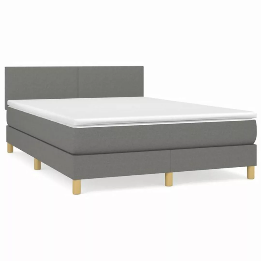 vidaXL Boxspringbett mit Matratze Dunkelgrau 140x190 cm Stoff1467119 günstig online kaufen