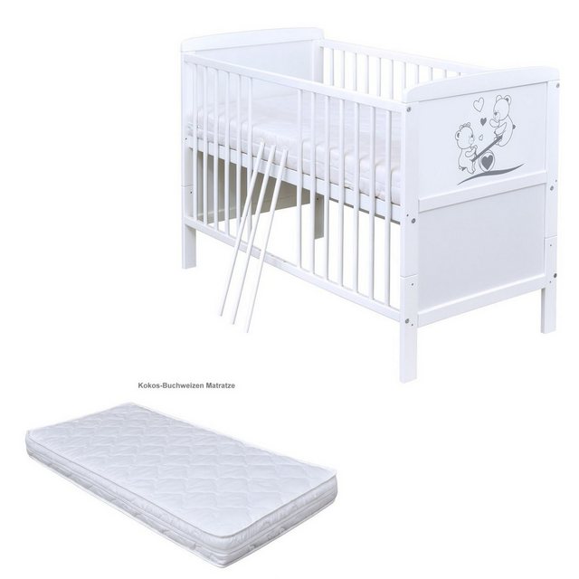 Baby-Delux Babybett Luna Teddy Wippe, Kinderbett Gitterbett 140x70 weiß mit günstig online kaufen