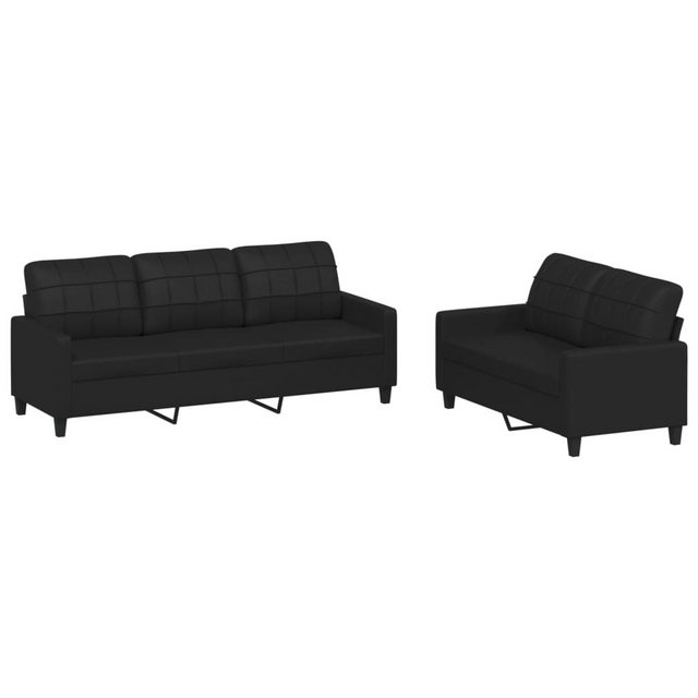 vidaXL Sofa Sofagarnitur mit Kissen Kunstleder, Standard, Schwarz günstig online kaufen