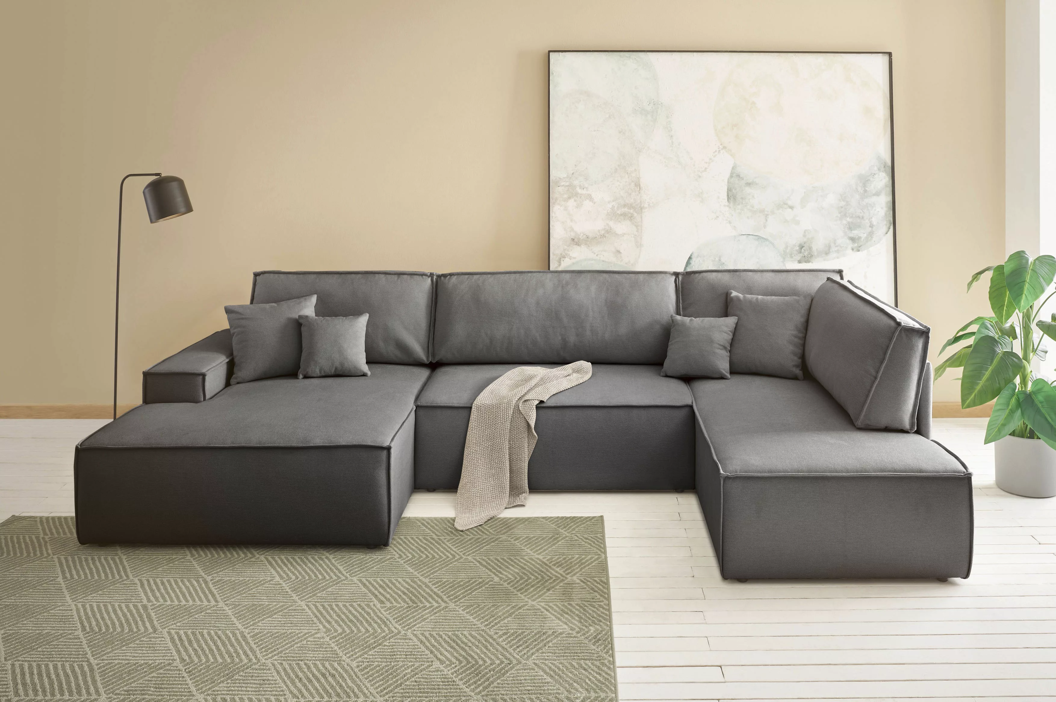 andas Wohnlandschaft "FINNLEY U-Form XXL 329 cm, Schlafsofa, Schlaffunktion günstig online kaufen