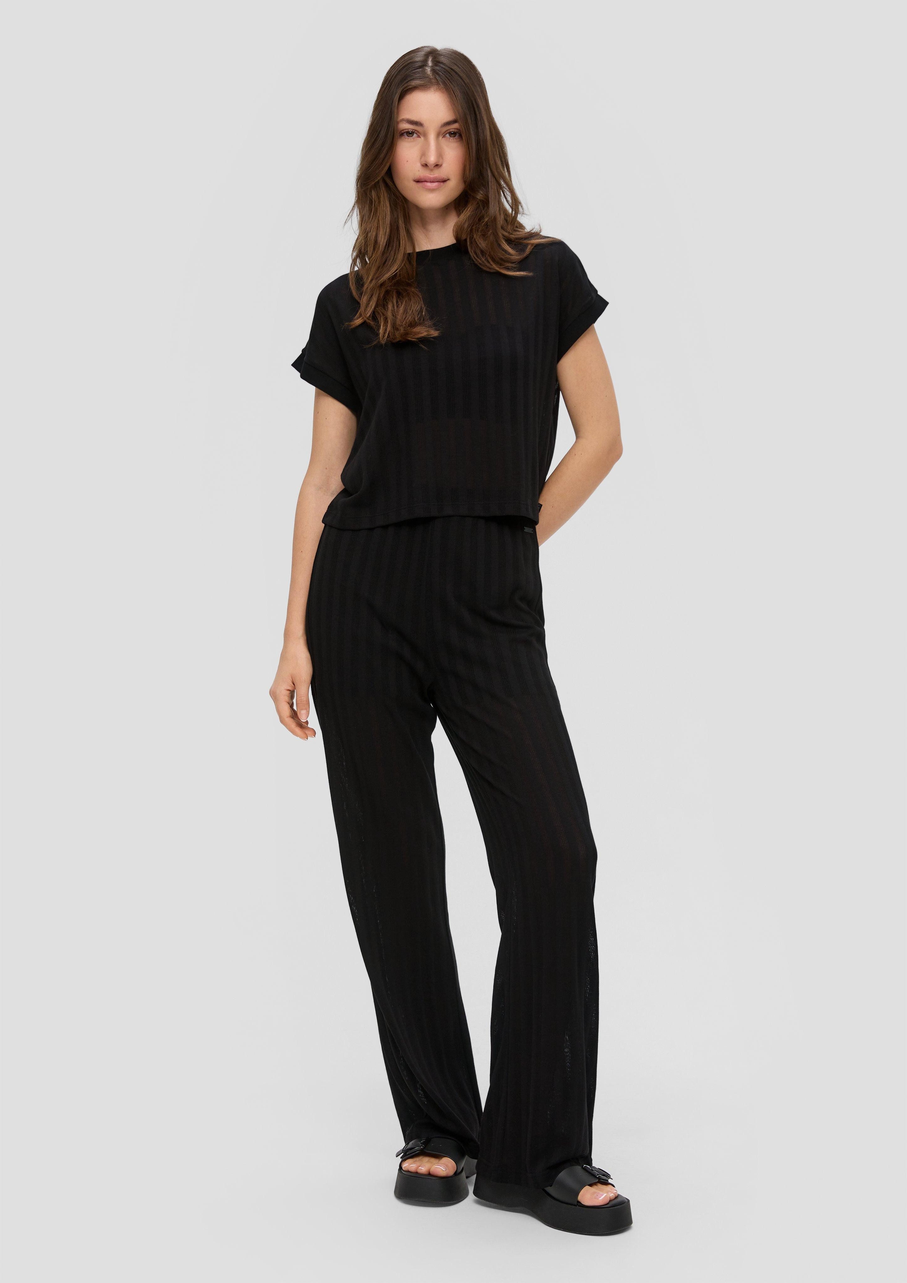 QS Stoffhose Regular: Semitransparente Hose mit günstig online kaufen
