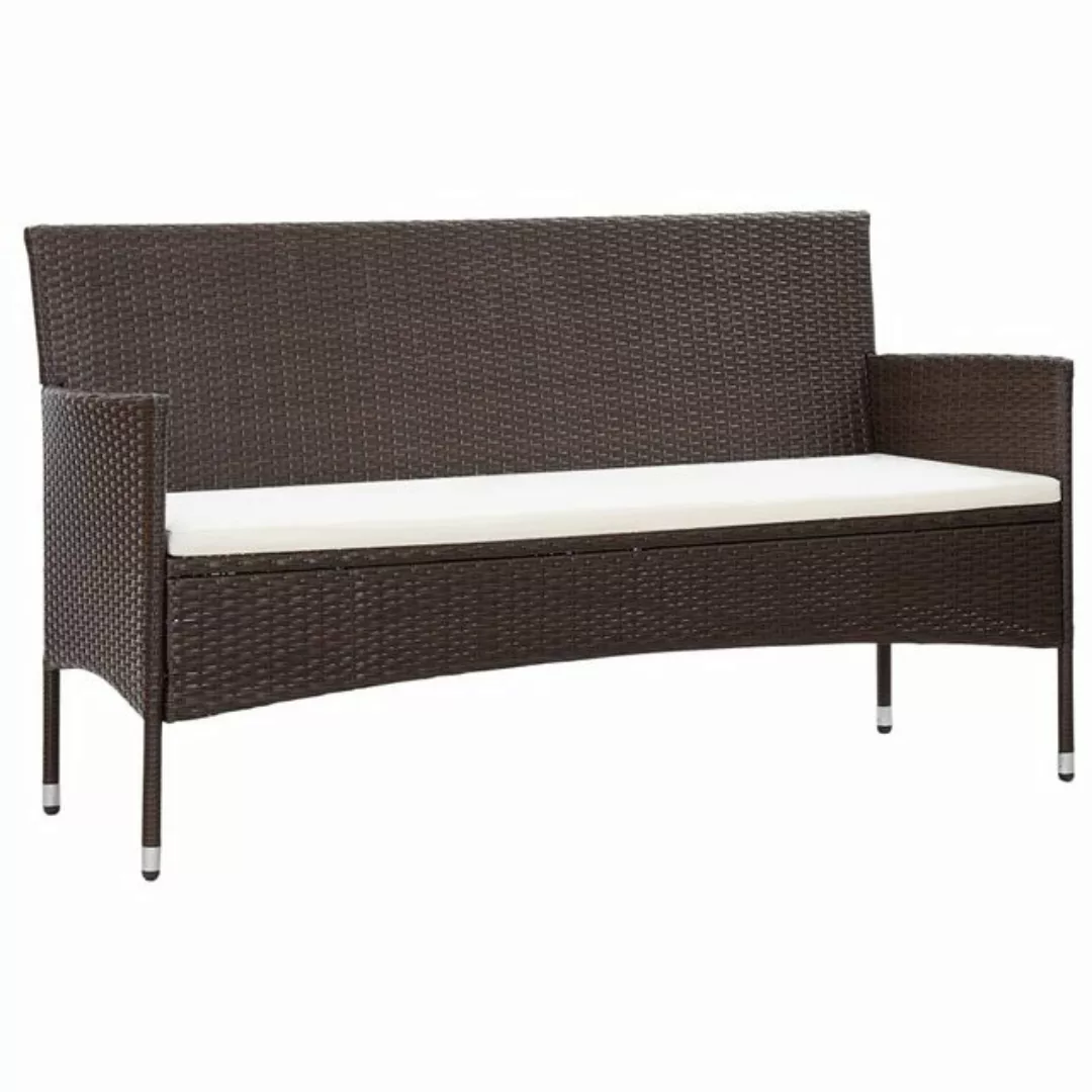 vidaXL Loungesofa Gartensofa 3-Sitzer mit Kissen Braun Poly Rattan, 1 Teile günstig online kaufen