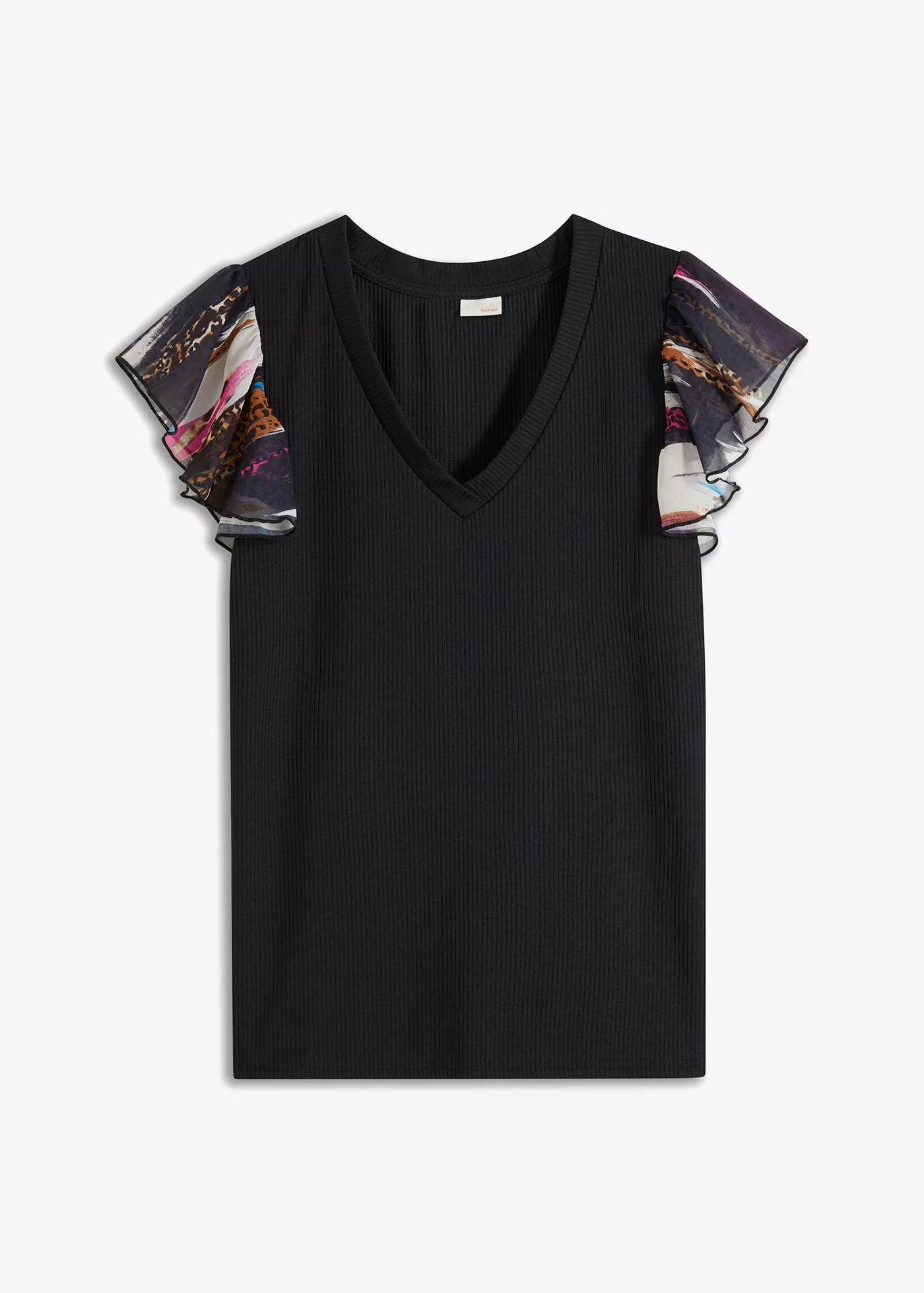 Ripp-Shirt mit Chiffon günstig online kaufen