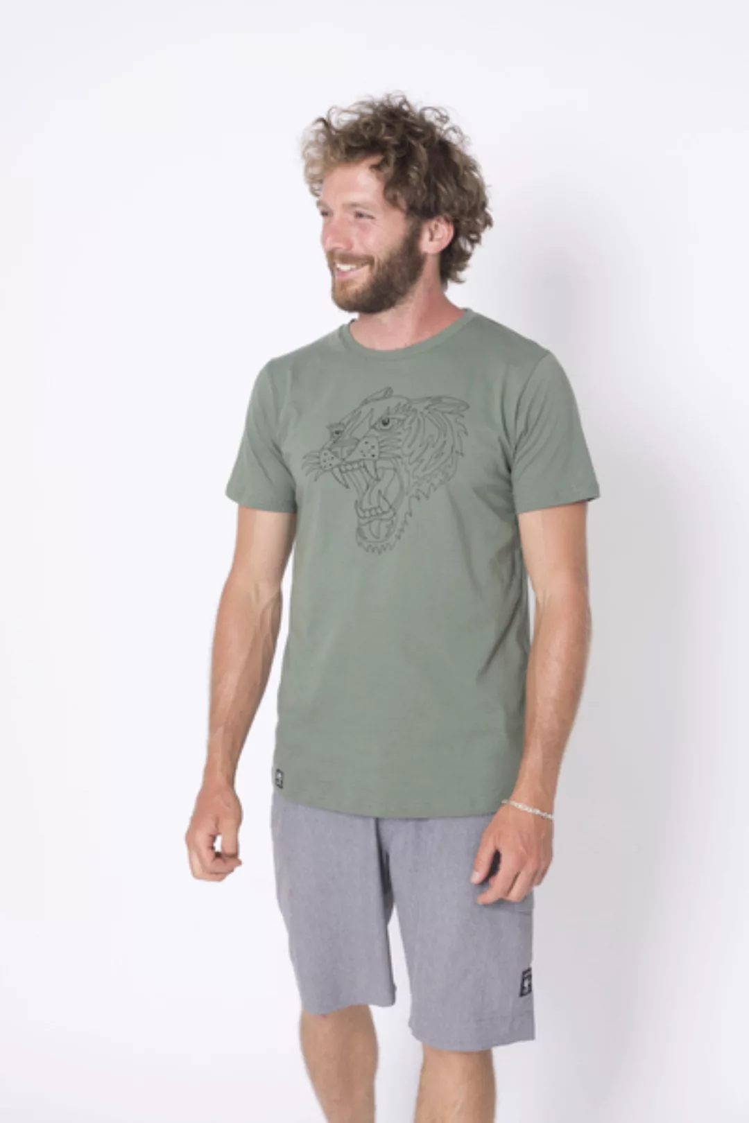 Bio T-shirt "Tiger Graugrün" günstig online kaufen