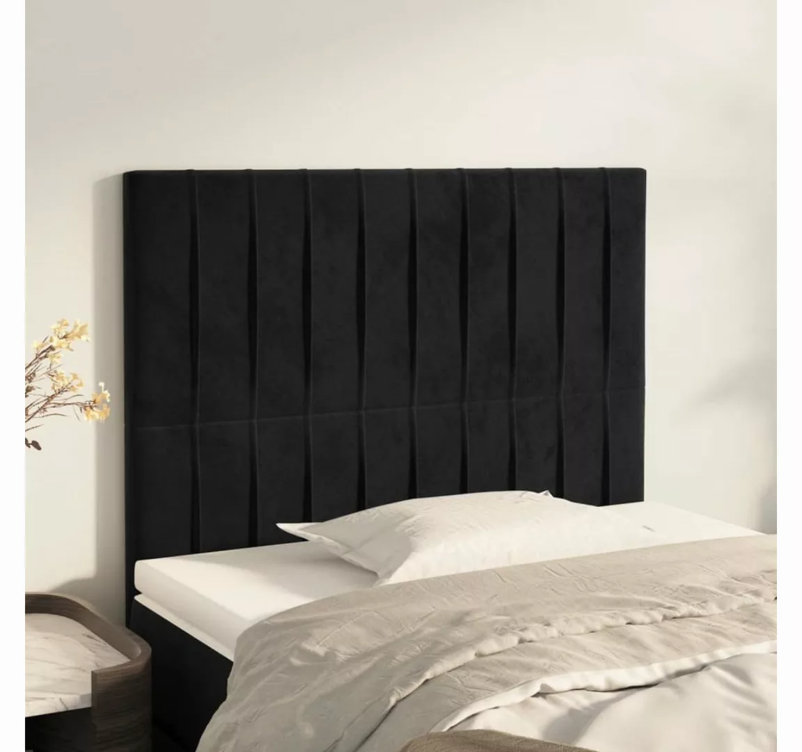 vidaXL Bett, Kopfteile 2 Stk. Schwarz 90x5x78/88 cm Samt günstig online kaufen