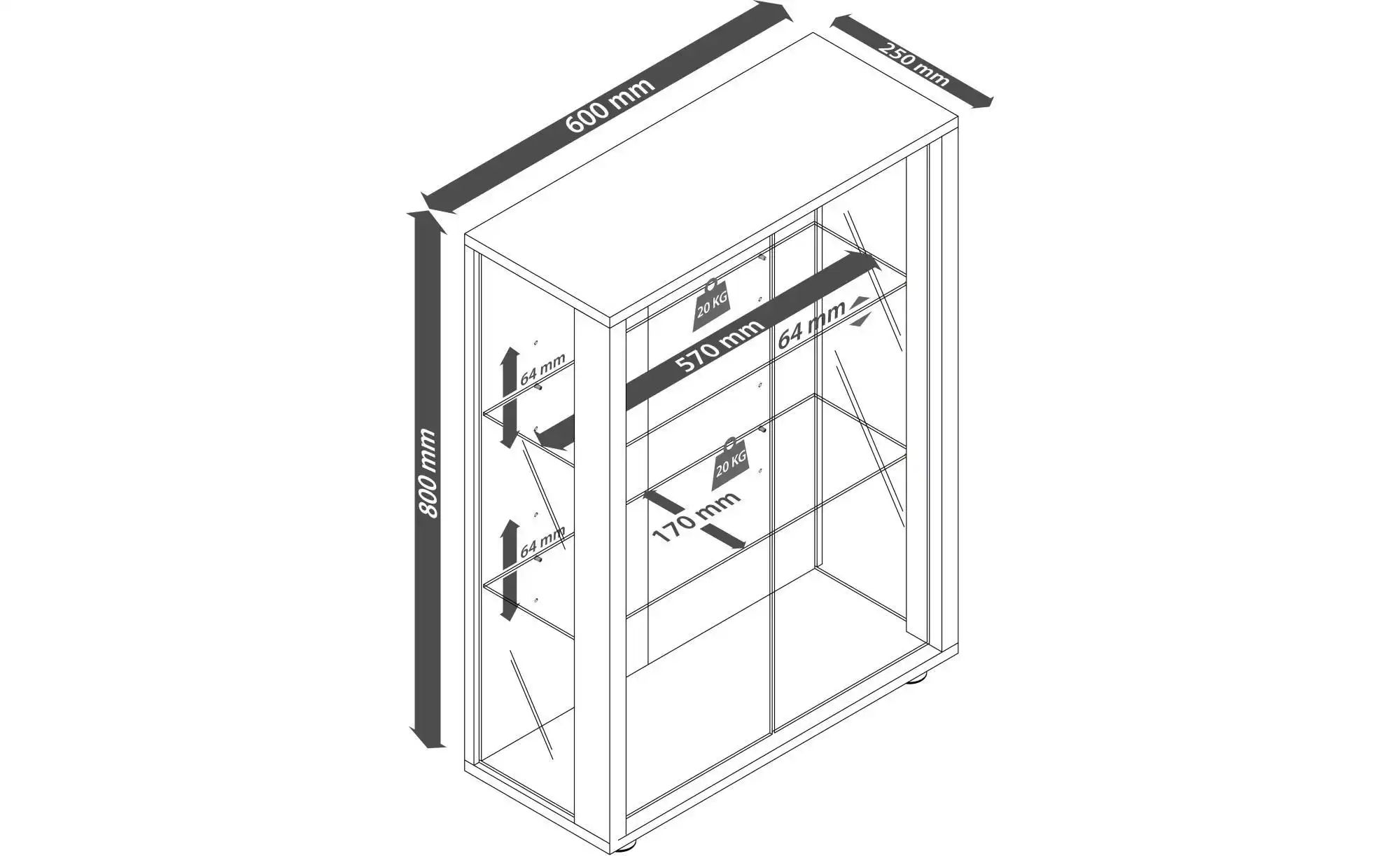 Hängevitrine ¦ holzfarben ¦ Maße (cm): B: 60 H: 80 Schränke > Vitrinen - Hö günstig online kaufen