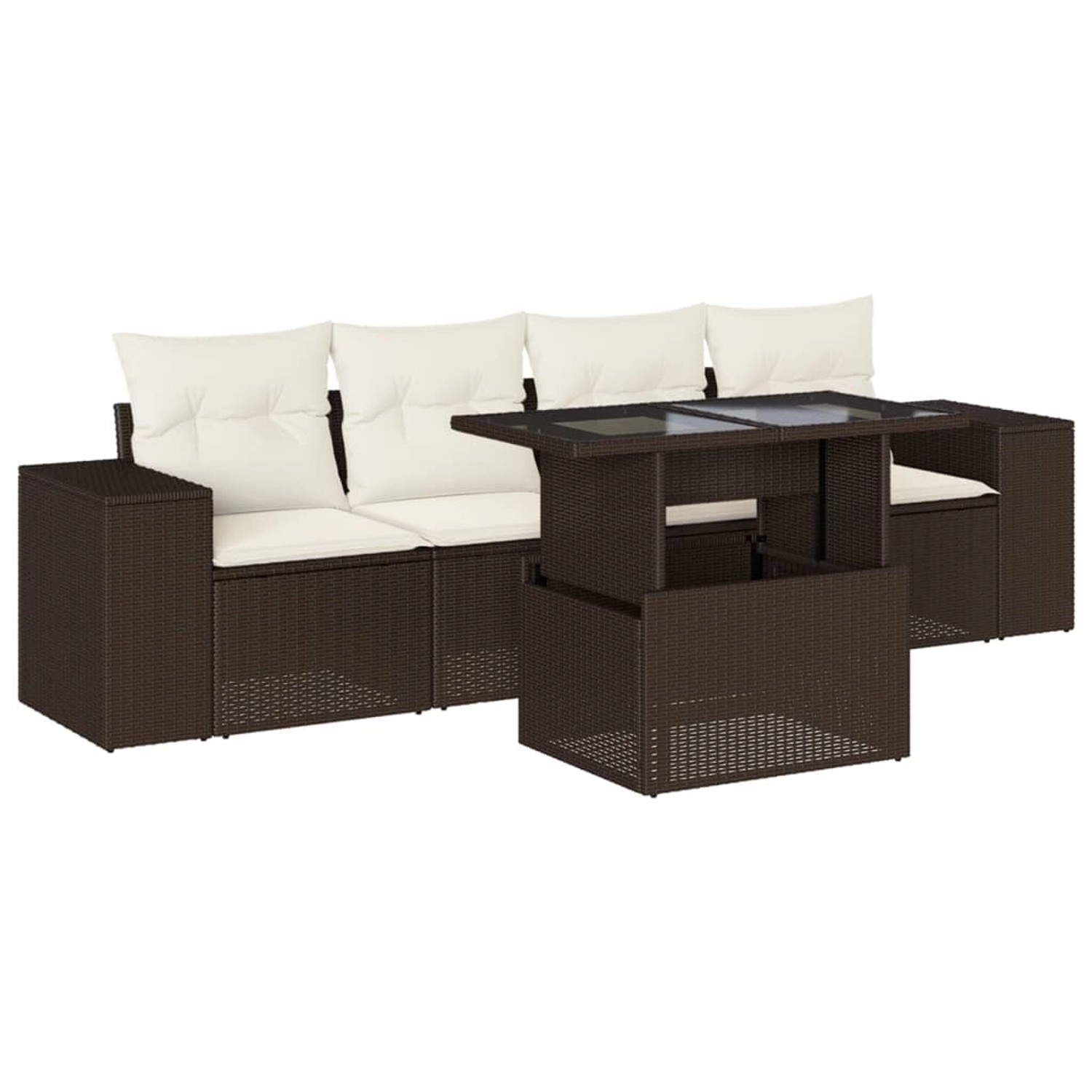 vidaXL 5-Tlg Garten-Sofagarnitur mit Kissen Braun Poly Rattan 3268993 günstig online kaufen