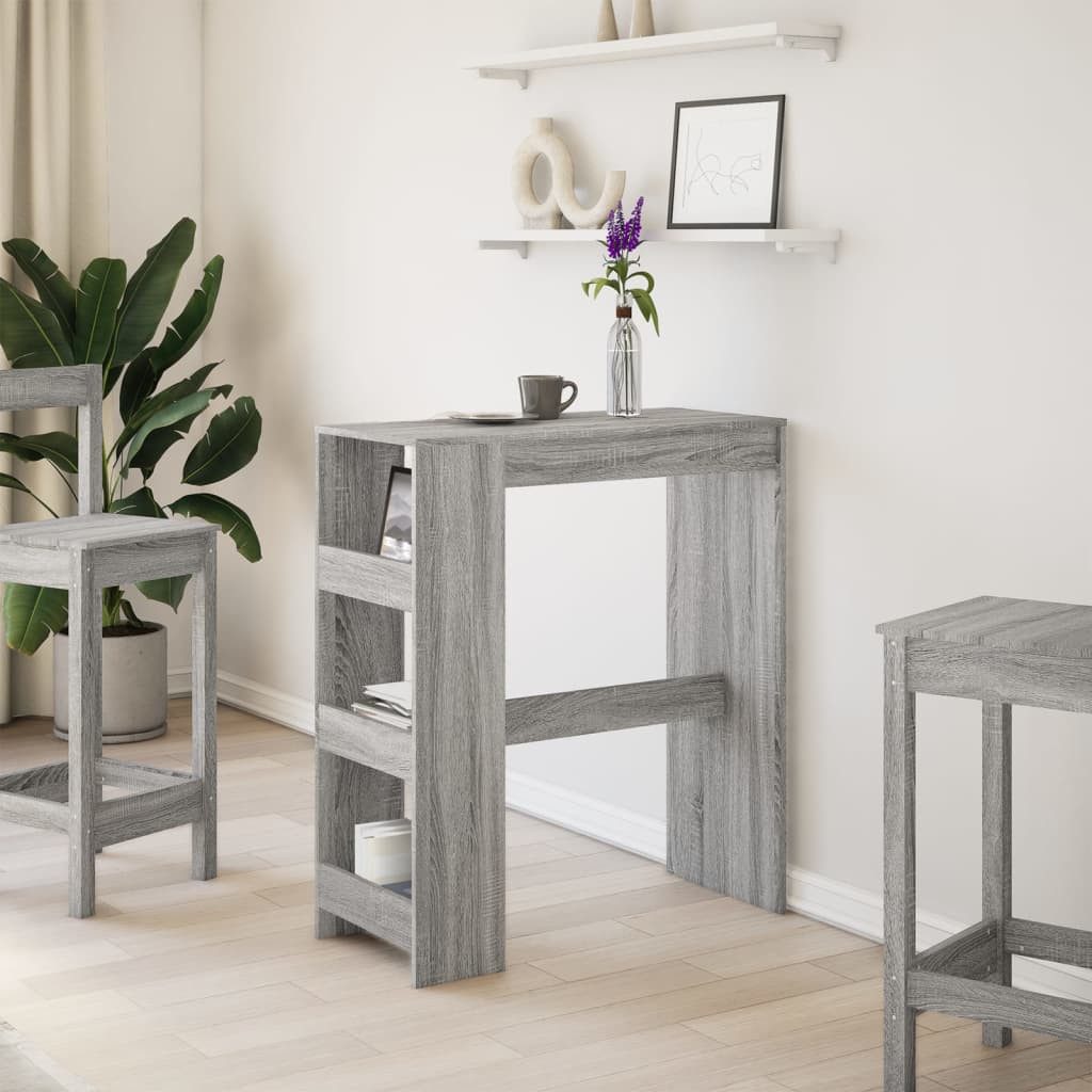 vidaXL Esstisch Bartisch mit Regal Grau günstig online kaufen