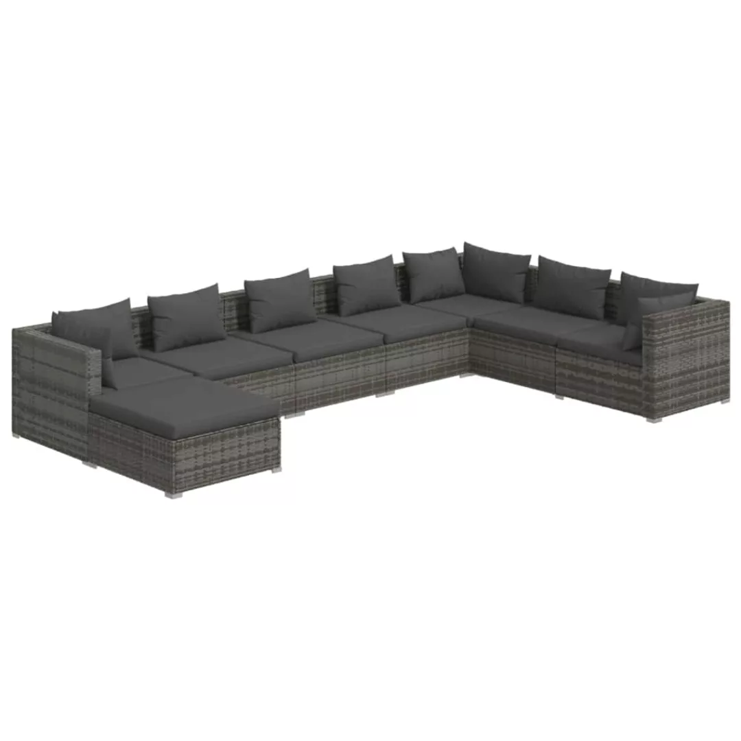 Vidaxl 8-tlg. Garten-lounge-set Mit Kissen Poly Rattan Grau günstig online kaufen