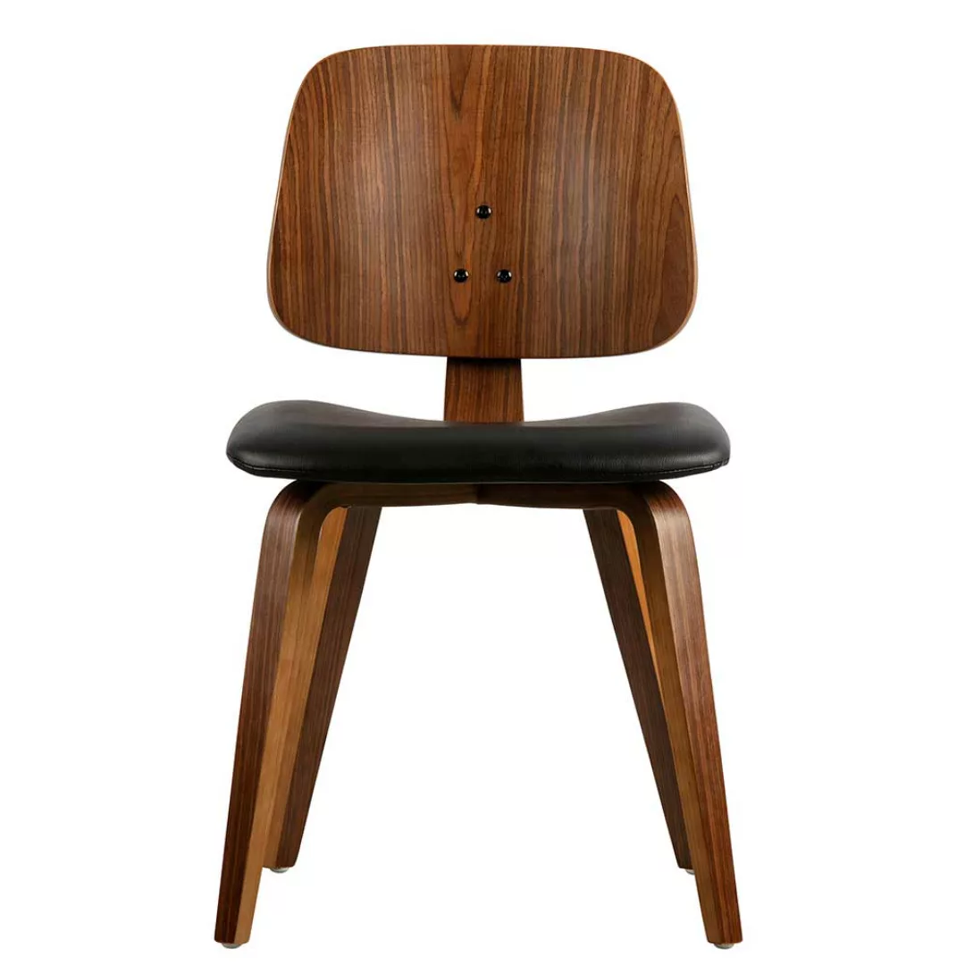 Retro Stuhl mit Kunstleder Sitz 48 cm Sitzhöhe günstig online kaufen