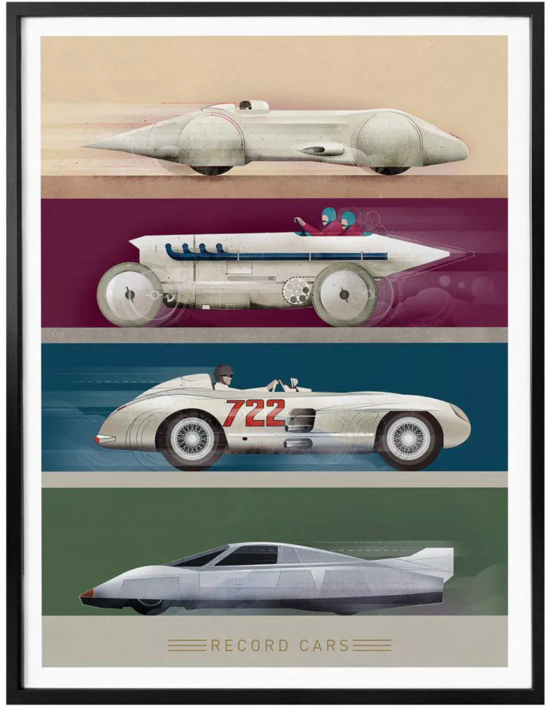 Wall-Art Poster »Record Cars«, Autos, (1 St.), Poster ohne Bilderrahmen günstig online kaufen