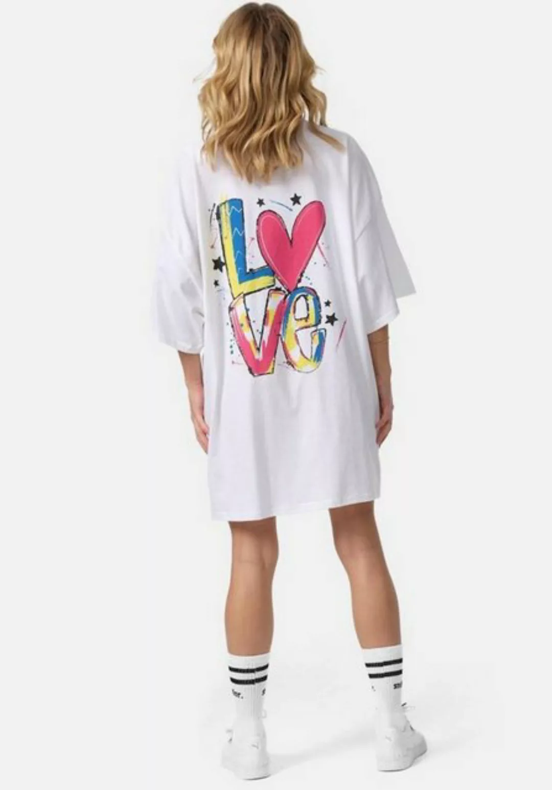 Worldclassca T-Shirt Worldclassca Oversized LOVE Print T-Shirt lang Tee Som günstig online kaufen