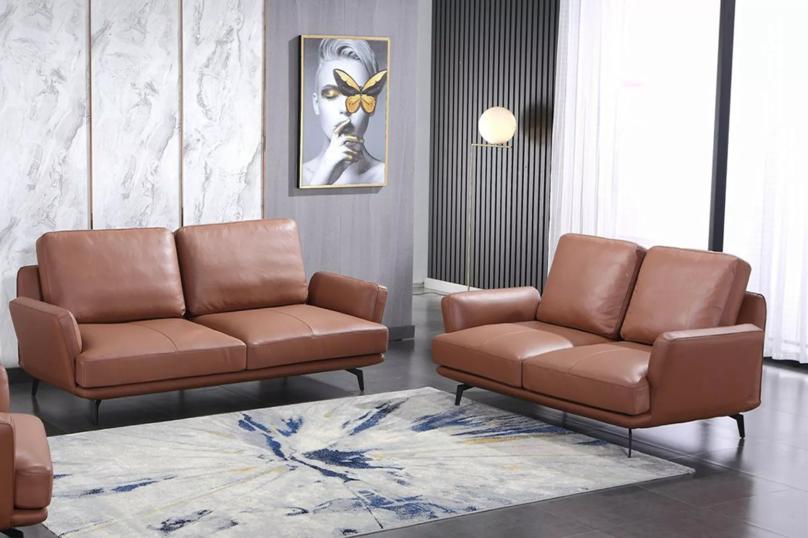 JVmoebel Sofa Sofagarnitur 3+2 Sitzer Ledersofa Couch Wohnlandschaft Garnit günstig online kaufen