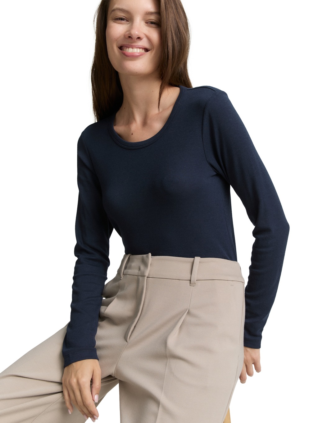 TOM TAILOR Langarmshirt, mit Rundhalsausschnitt und Stretch günstig online kaufen