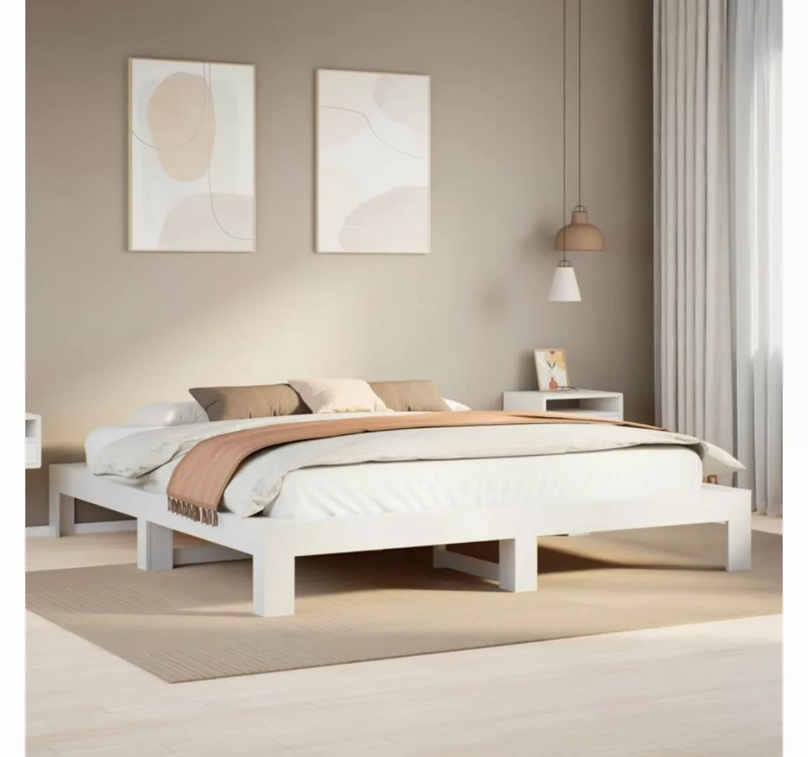 vidaXL Bett, Massivholzbett ohne Matratze Wachsbraun 180x200 Kiefernholz günstig online kaufen