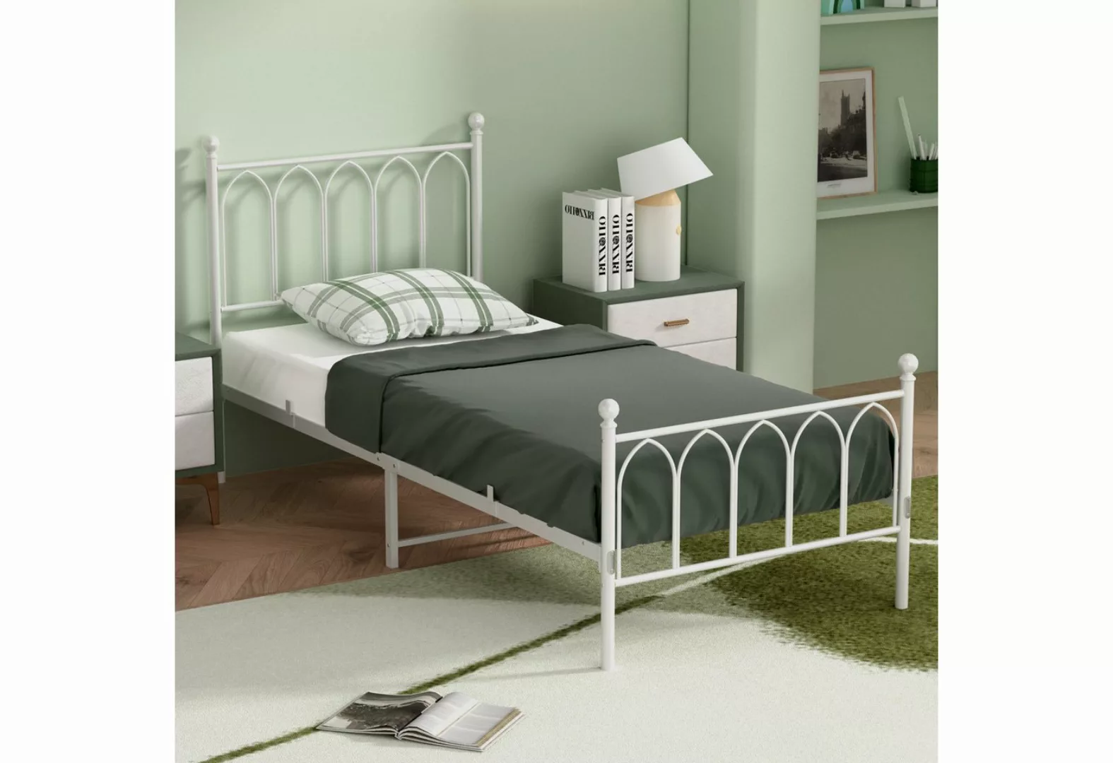 HAUSS SPLOE Metallbett 90 x 190cm mit Lattenrost für Schlafzimmer ohne Mart günstig online kaufen