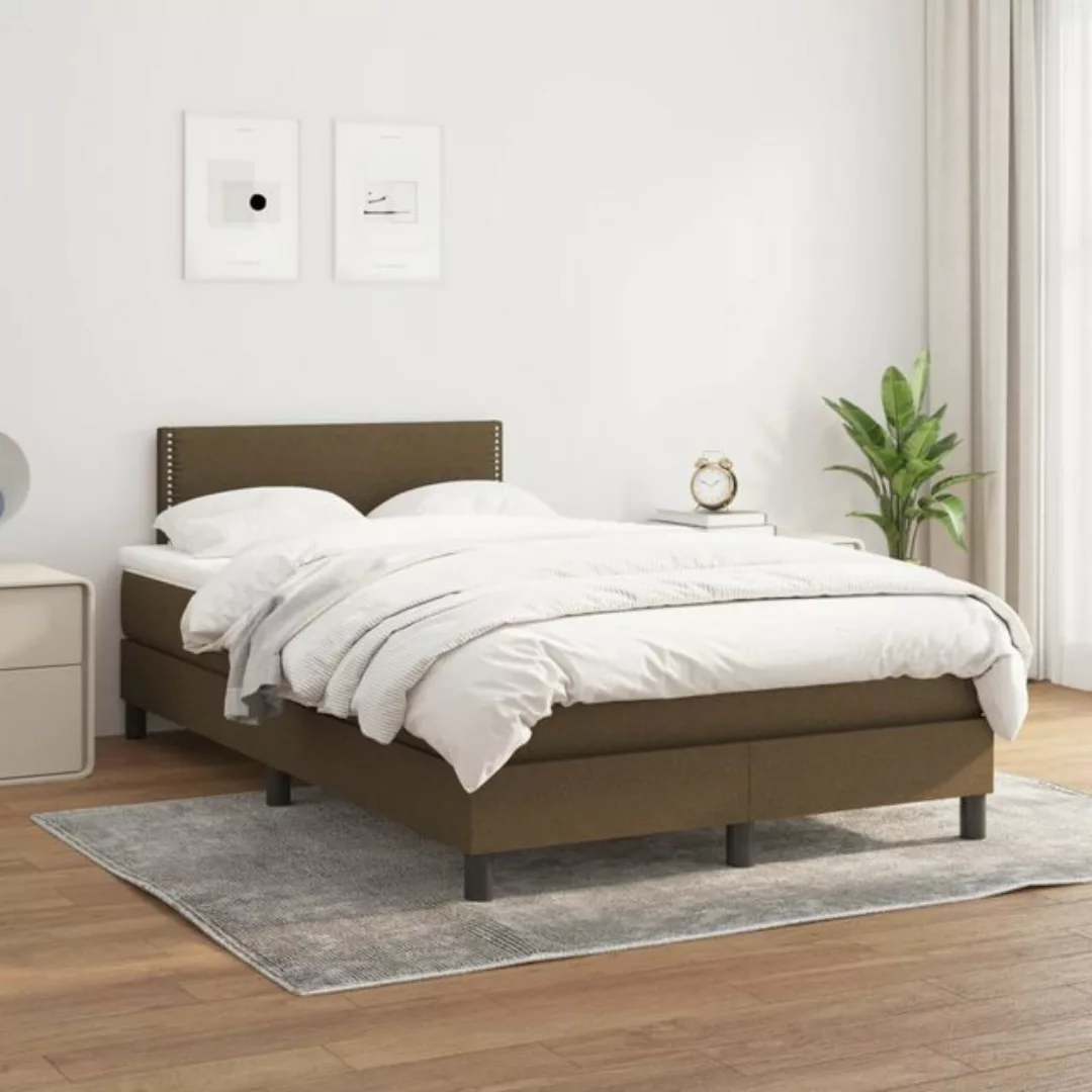 vidaXL Boxspringbett Boxspringbett mit Matratze Creme 120x200 cm Stoff Bett günstig online kaufen