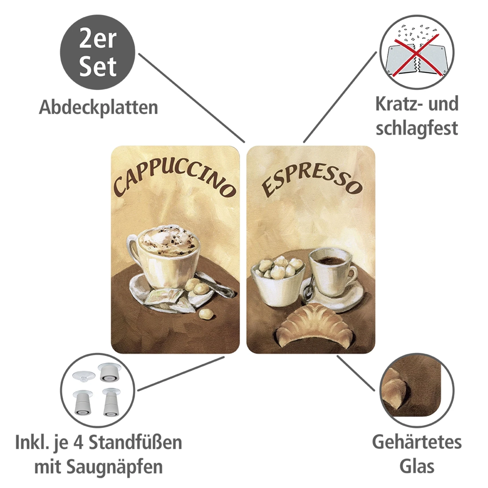 WENKO Herd-Abdeckplatte »Universal Modell Kaffee«, (Set, 2 tlg.), Herdabdec günstig online kaufen