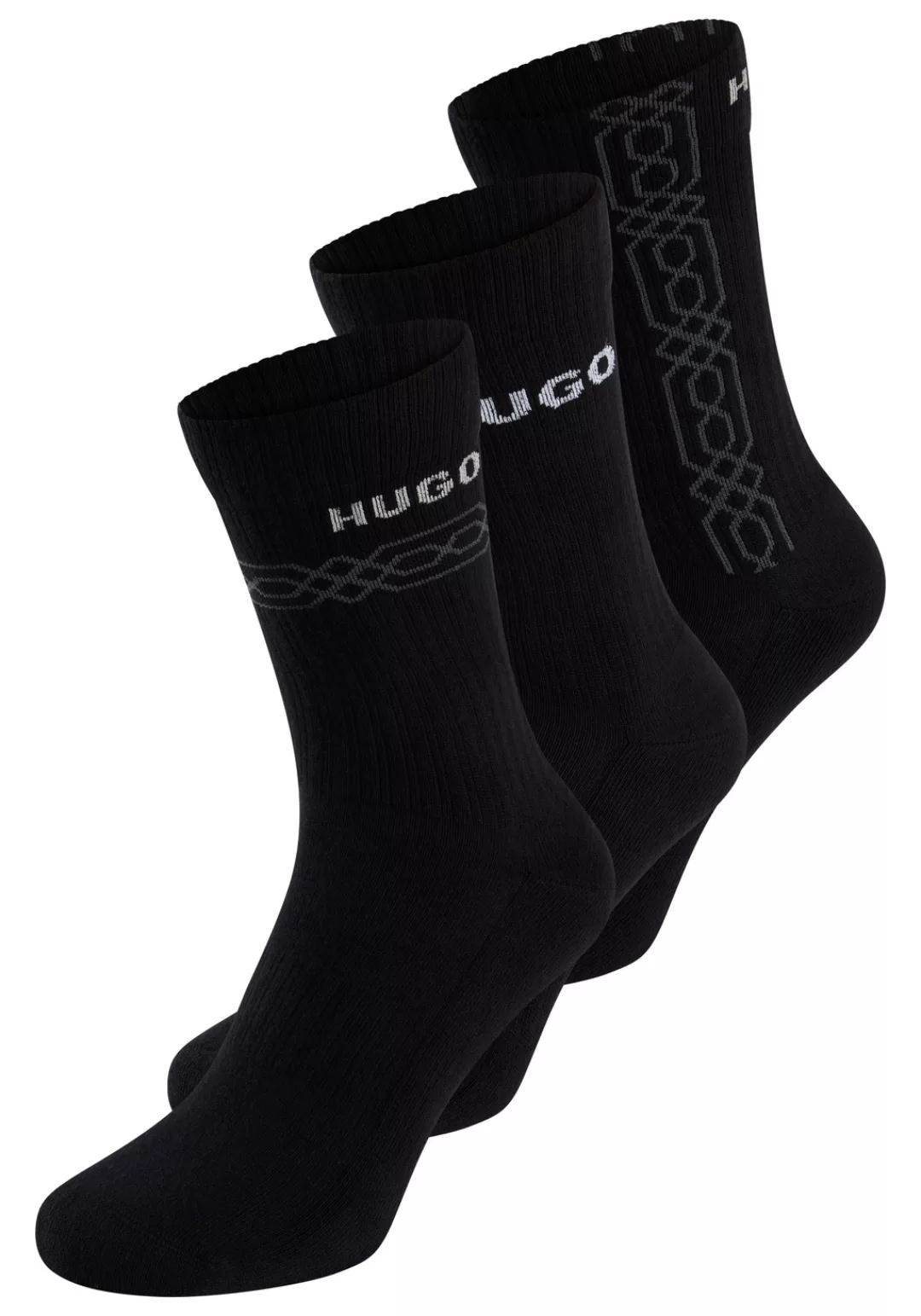 HUGO Underwear Kurzsocken, (Packung, 3 Paar, 3er), Logoschriftzug, grafisch günstig online kaufen