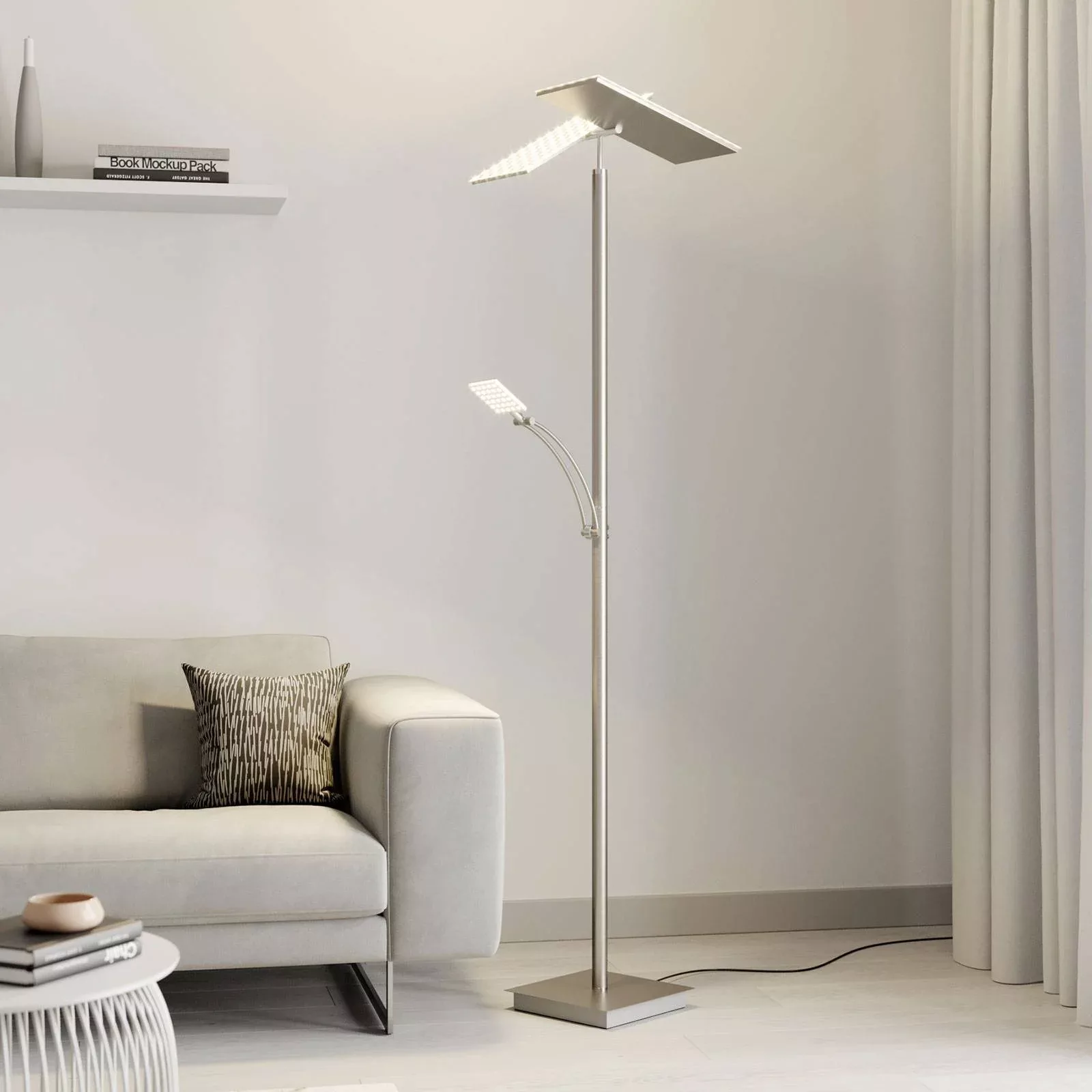Lucande LED-Deckenfluter Parthena, nickel günstig online kaufen