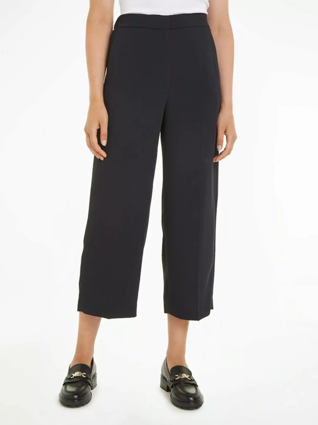 Tommy Hilfiger Bügelfaltenhose FLUID TWILL WIDE LEG CROP mit Bügelfalten günstig online kaufen